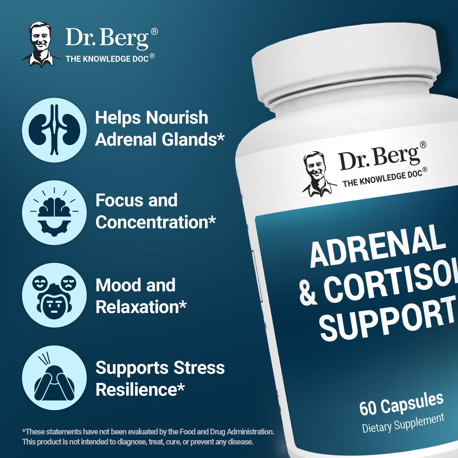 Dr. Berg Adrenal & Cortisol Capsules - Adrenal Supplement & Cortisol Manager - Mood, Focus, Relaxation and Stress Support - Adrenal Supplements with Ashwagandha Extracts - 60 Capsules Dr. Berg Nutritionals buy supplements canada