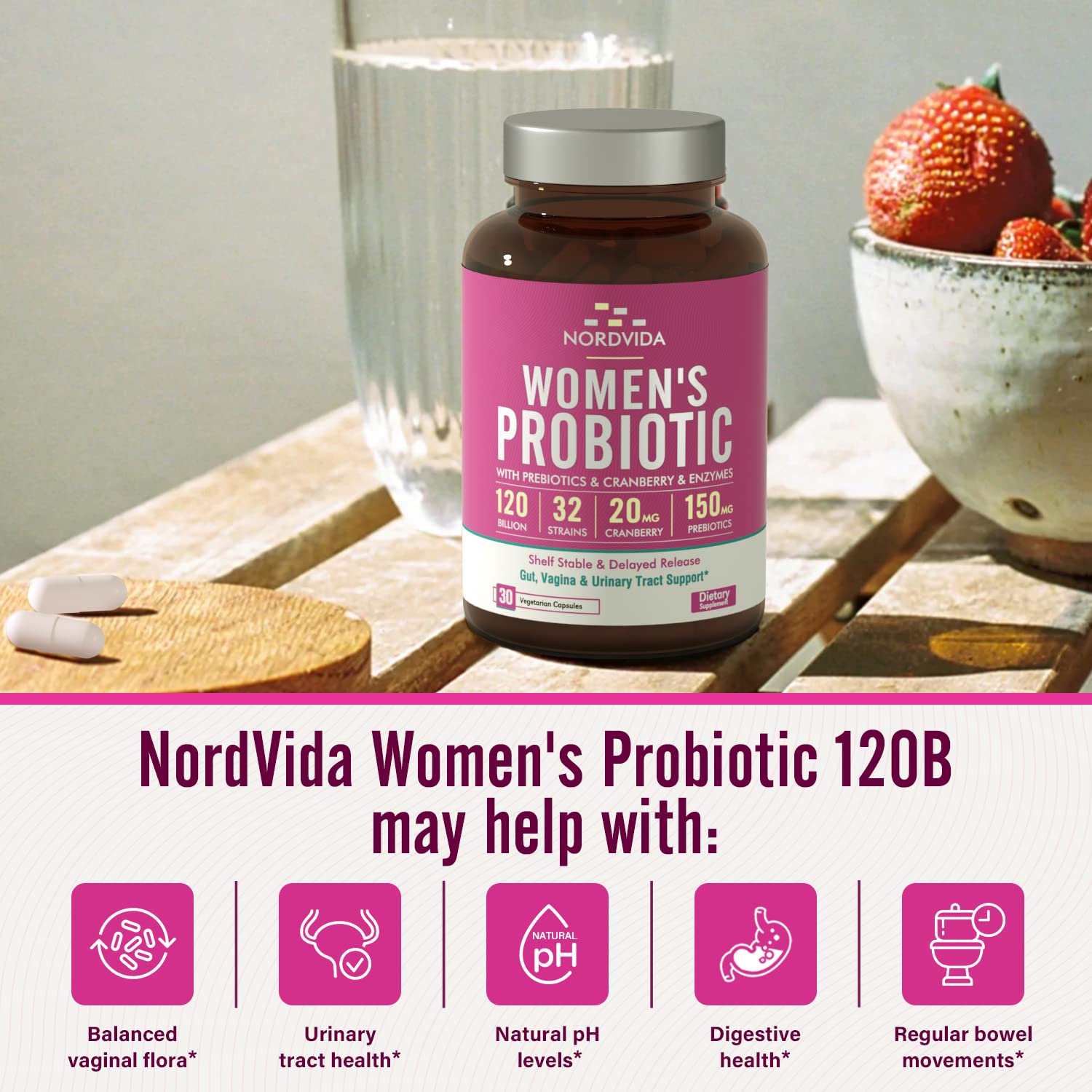 NordVida Women's Probiotic, 120 Billion & 32 Strains, Shelf Stable Probiotic for Gut Nordvida buy supplements canada