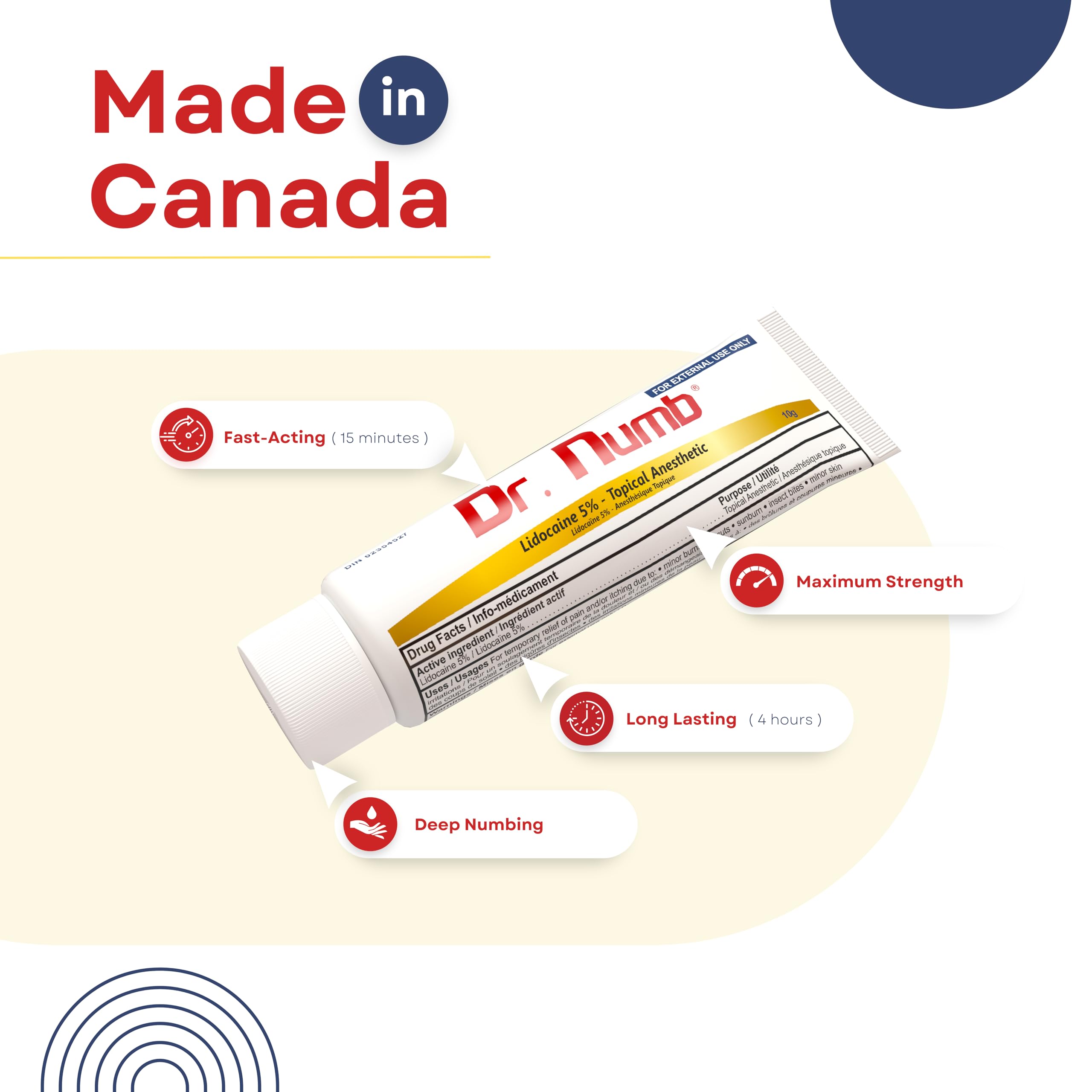 Dr. Numb 5% Lidocaine Numbing Cream, Nonprescription Maximum Strength Topical Anesthetic Cream - Temporary Relief of Pain, Itch, Discomfort for Hemorrhoid and Anorectal Uses - 10g Pack of 1 Dr. Numb buy supplements canada