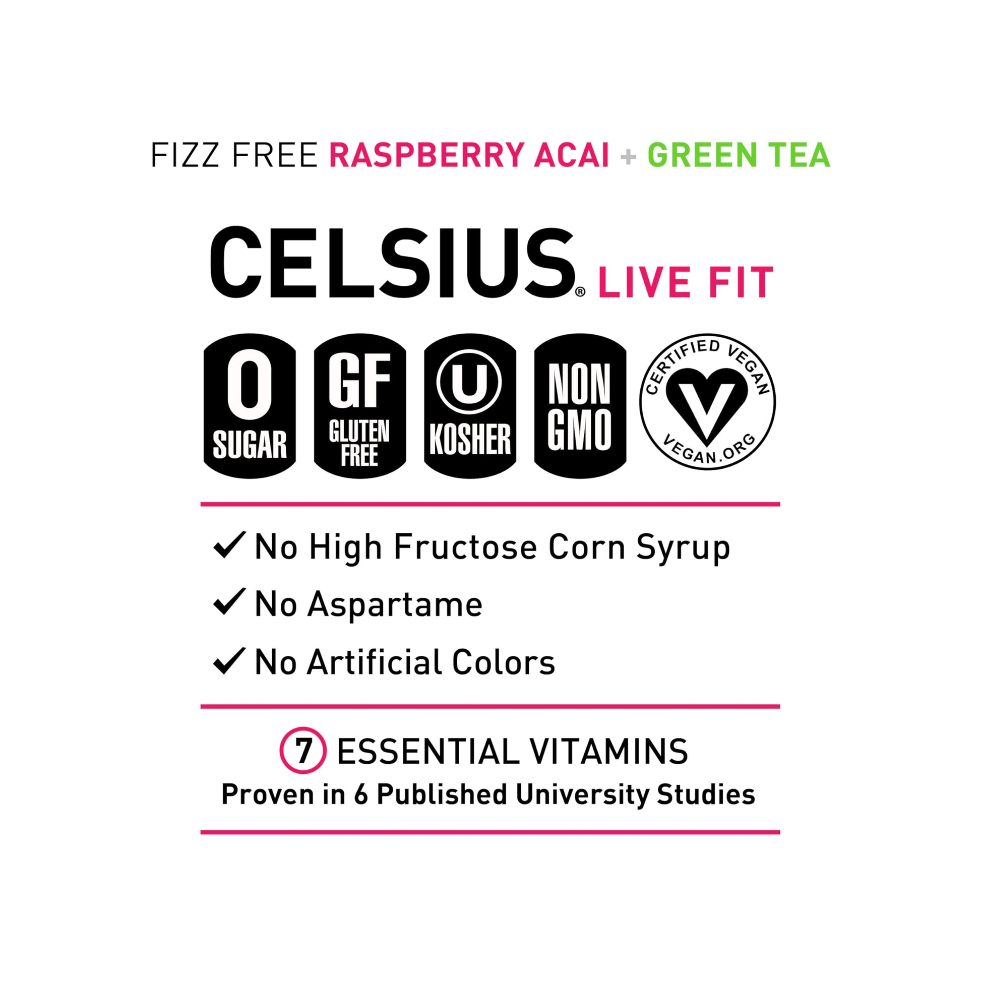 CELSIUS Raspberry Acai Green Tea, Functional Essential Energy Drink 12 Fl Oz (Pack of 12) Packaging may vary CELSIUS buy supplements canada