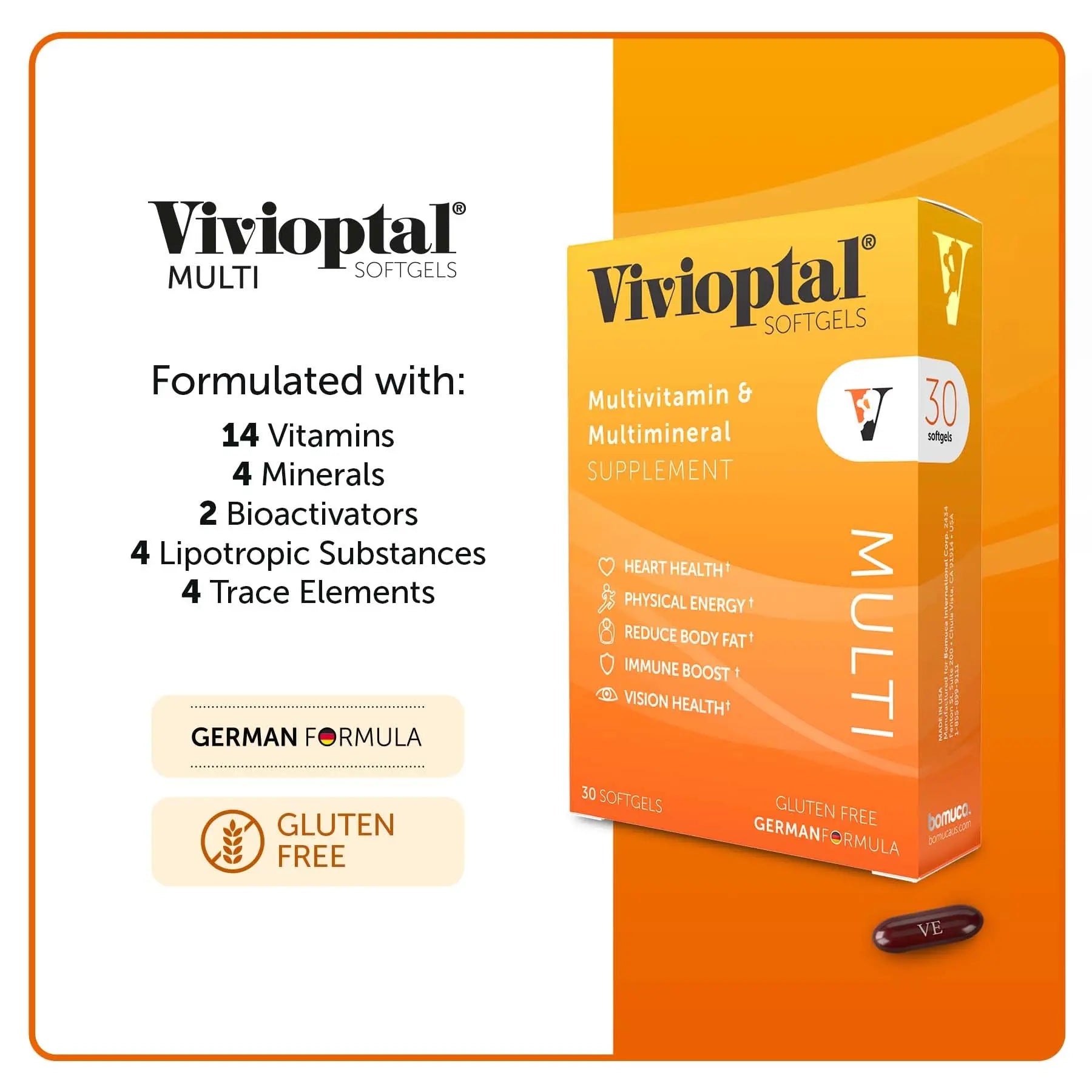 Vivioptal Multi, 30 Softgels, Multivitamin & Multimineral, Gluten Free, German Formula Vivioptal Vitamins buy supplements canada