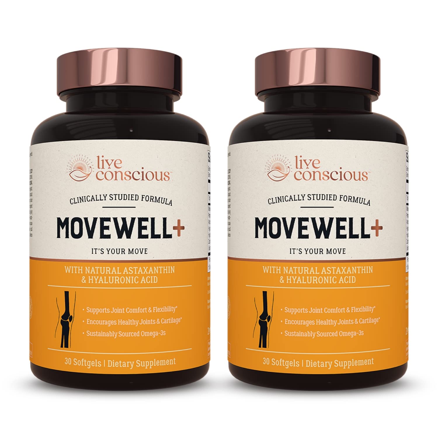 Live Conscious Joint Health Supplement - MoveWell Plus Antarctic Krill Oil, Natural Astaxanthin and Hyaluronic Acid | Outperforms Glucosamine (2 Pack) Live Conscious buy supplements canada