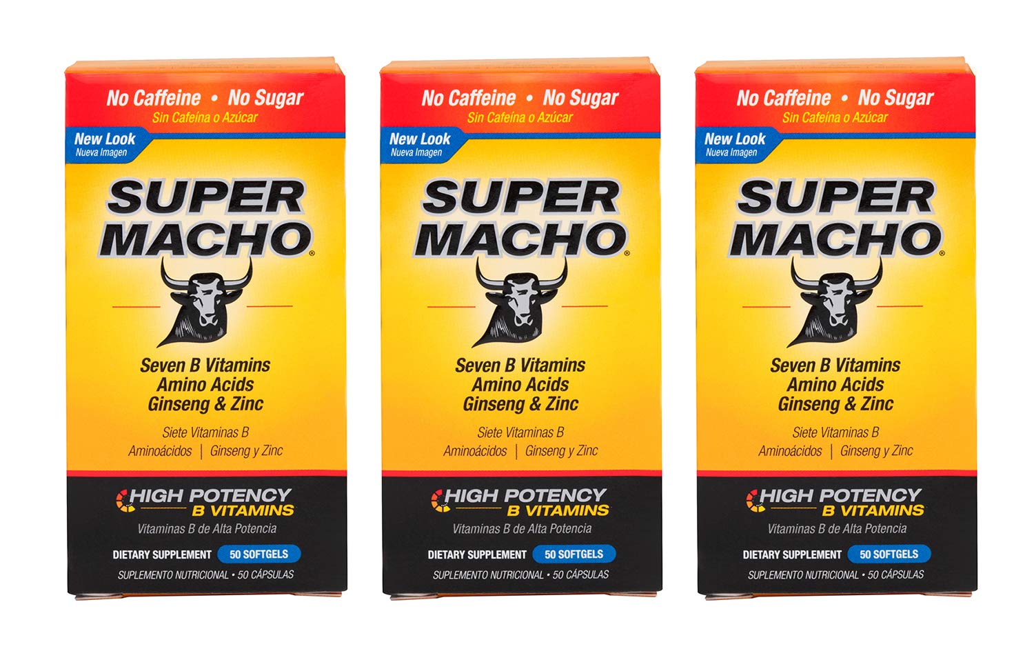 Super Macho Dietary Supplement with High Potency Zinc & 7 B Vitamins, No Preservatives, Sugar or Caffeine, Made in USA, 50 Softgels (3 Pack) Super Macho buy supplements canada