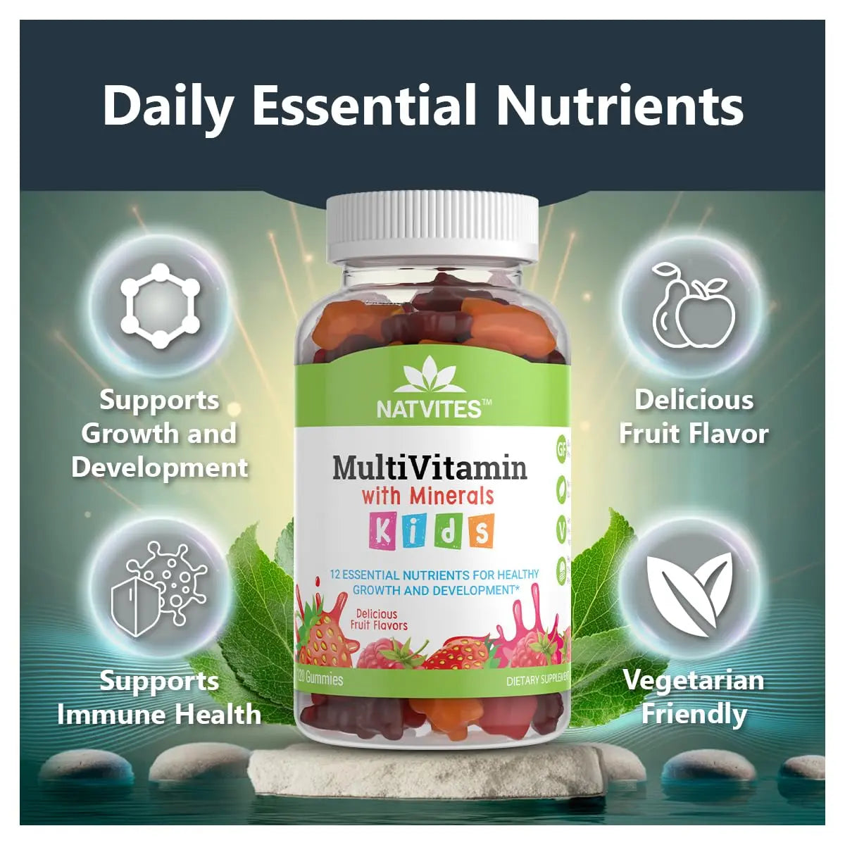 Natvites Complete Kids Multivitamin Gummies – 120 Count of Essential Daily Vitamins & Minerals for Immune Support, Focus, & Growth Natvites buy supplements canada