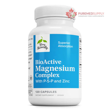 Terry Naturally BioActive Magnesium Complex - Bone & Heart Health Support - Supplement with Vitamin B6, Zinc & Magnesium - Pyridoxal-5-Phosphate Vegan Capsule Supplement - 120 Capsules Terry Naturally buy supplements canada