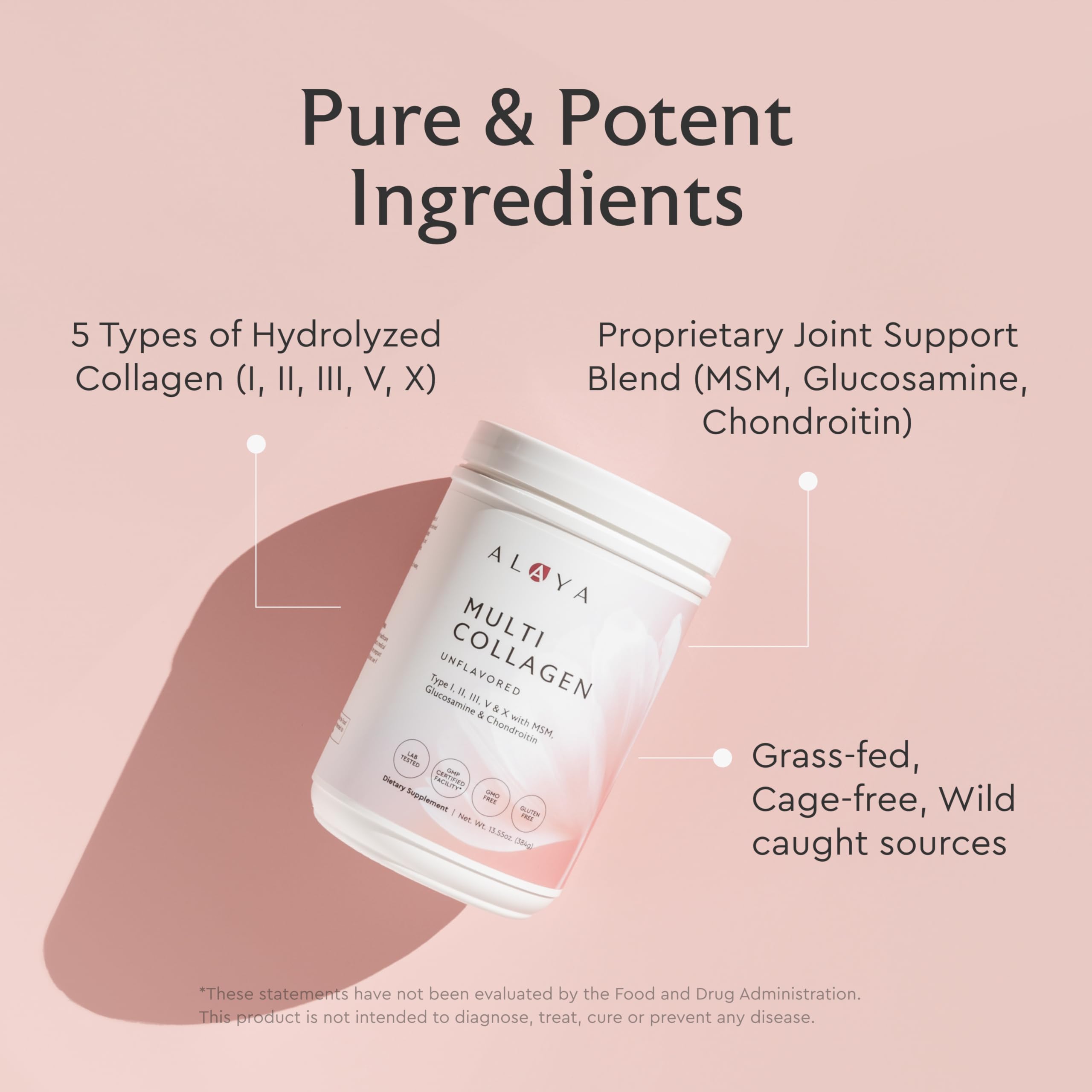 Alaya Multi Collagen Powder - Type I, II, III, V, X Hydrolyzed Collagen Peptides Protein Powder Supplement with MSM Alaya Naturals buy supplements canada