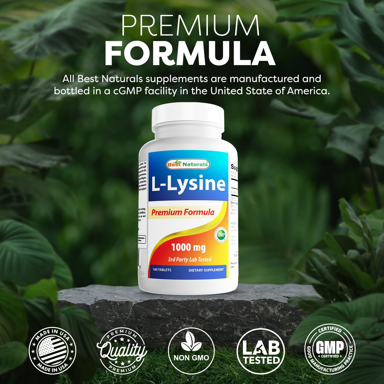 Best Naturals L-Lysine 1000mg 180 Tablets - Double Strength Lysine for stronger immune health & cold sores Best Naturals buy supplements canada