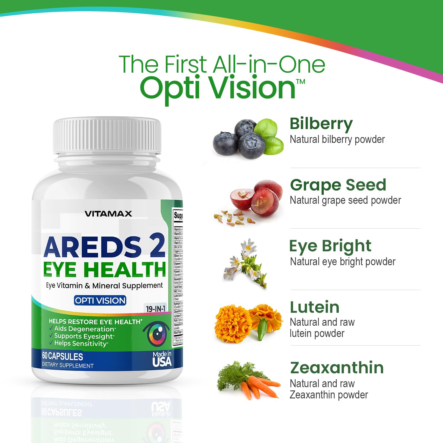 AREDS 2 Eye Vitamins - Lutein, Zeaxanthin, Bilberry, Astaxanthin Mineral Vision Supplement - Supports Eye Strain, Dry Eyes, Pressure, and Vision Health - Made in USA - 120ct Vitamax buy supplements canada