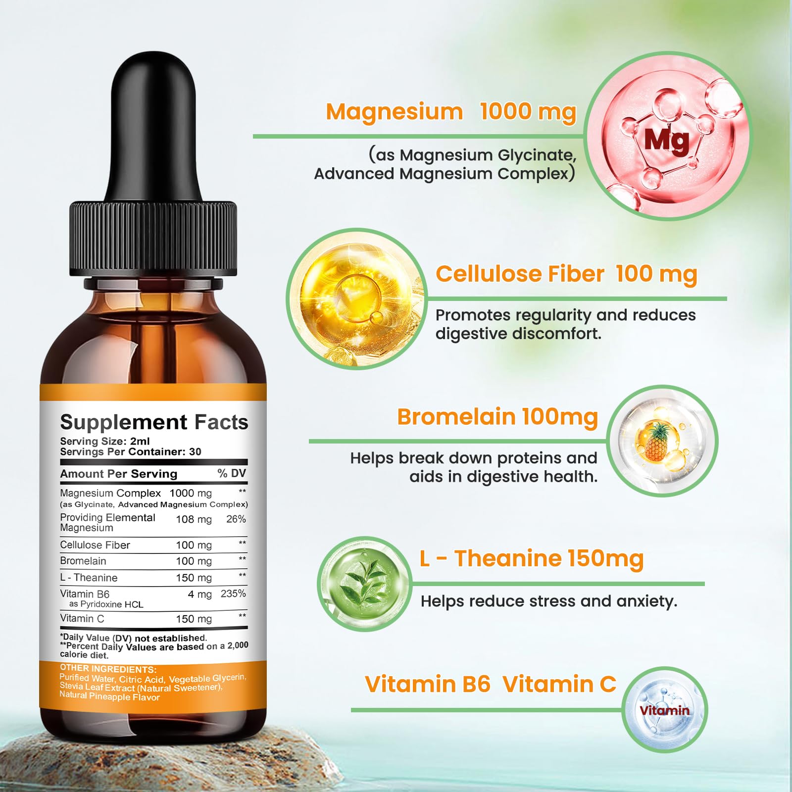 Magnesium Glycinate Liquid Drops, 1000mg of Liquid Magnesium Complex Supplement for Sleep, Nerve, Energy, Muscle, Bone, Calm & Digestion, High Absorption, 2 Fl Oz, Sugar-Free Pineapple Flavor ReviNutra buy supplements canada