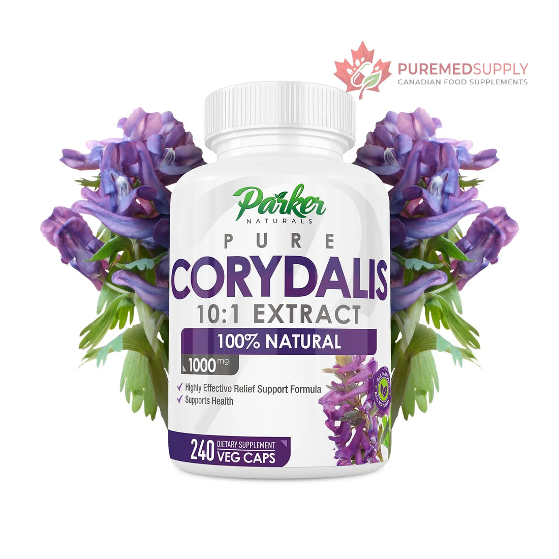 Parker Naturals Pure Corydalis Root Extract Capsule - 1000mg Strength, 10:1 Corydalis Yanhusuo Extract, Natural Relief, Long Lasting, 100% Vegetarian, 120 Servings, 240 Count Parker Naturals buy supplements canada