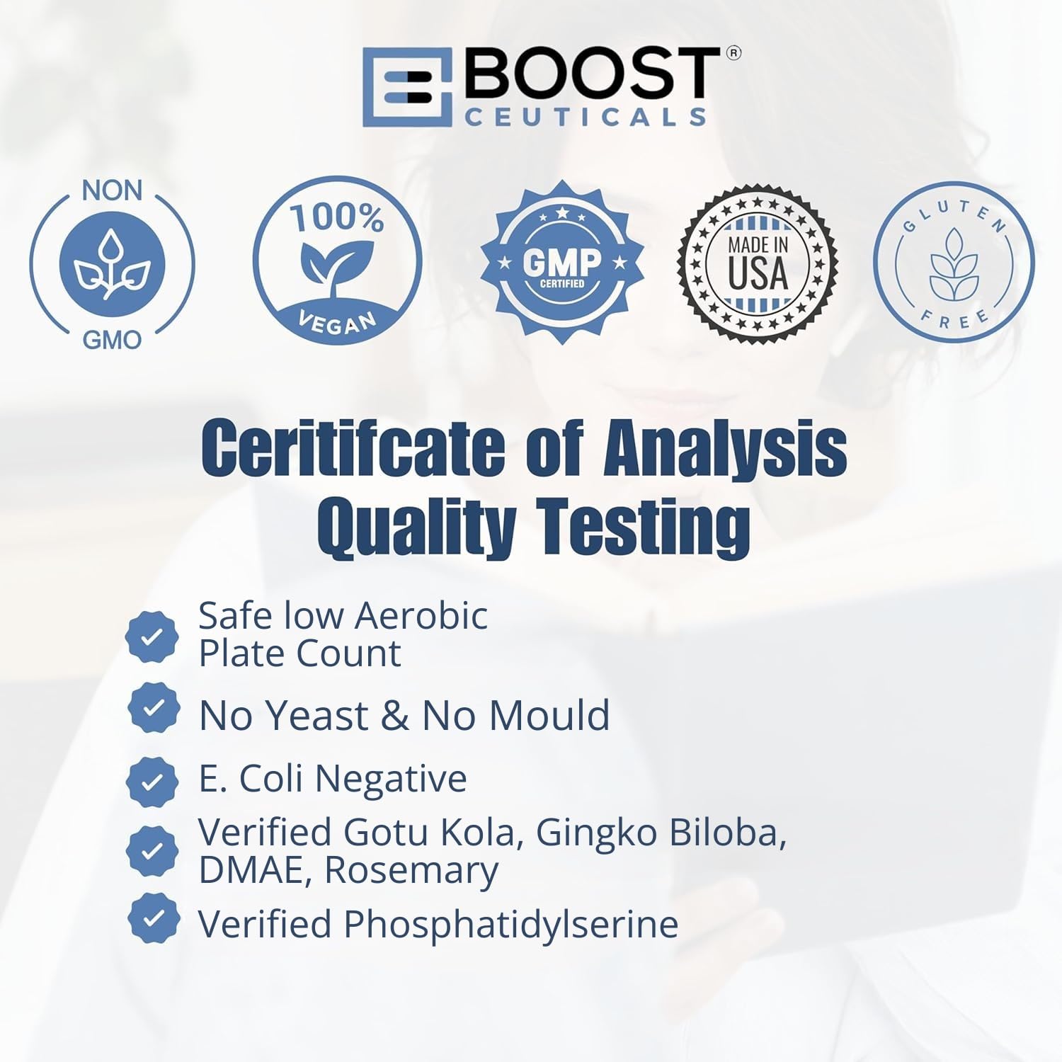 BoostCeuticals Phosphatidylserine 100mg with Ginkgo DMAE Gotu Kola - Memory, Stress & Cortisol Support, Cognitive Focus, Sleep Health, Brain Function Supplement, 90 Capsules BoostCeuticals buy supplements canada