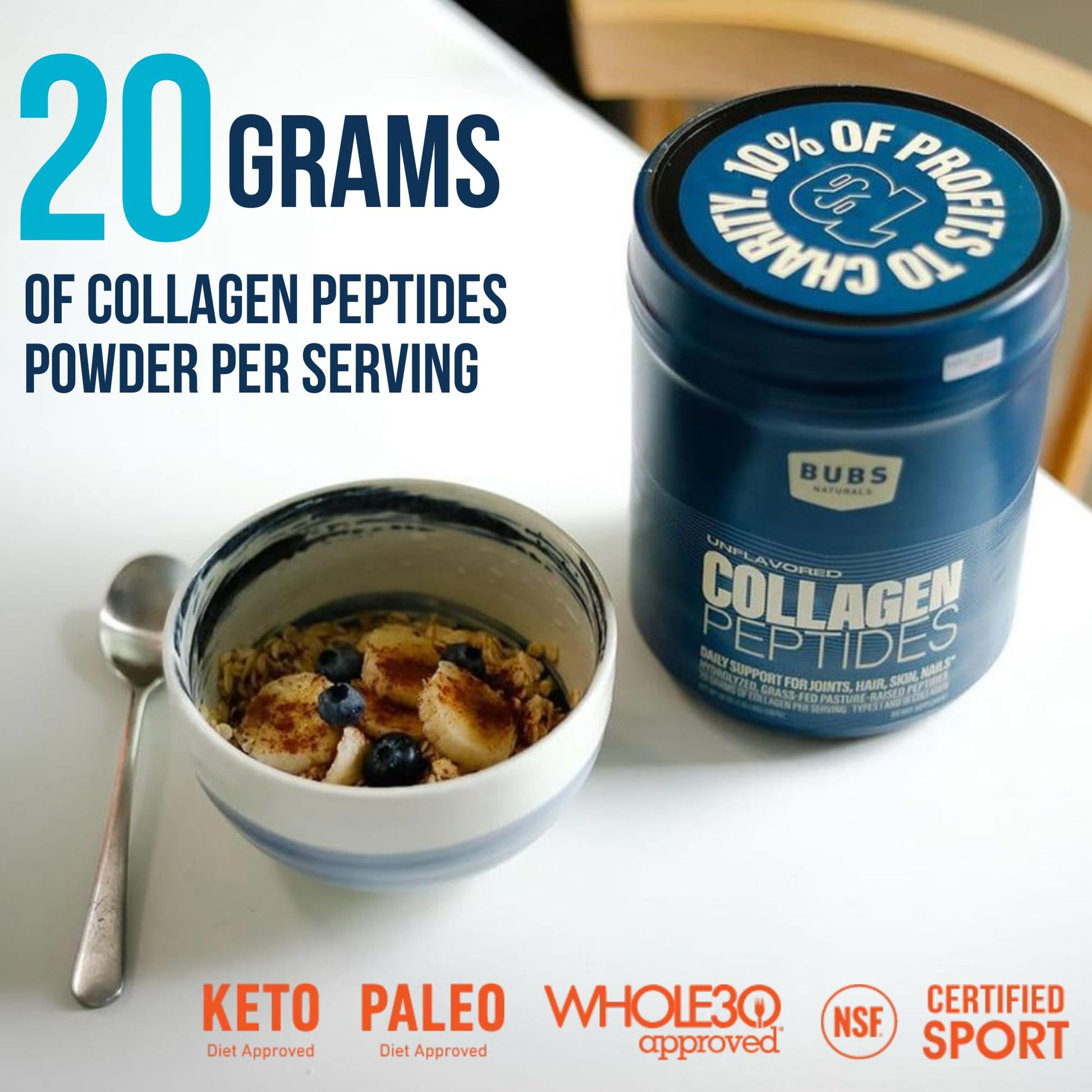 BUBS Naturals Collagen Peptides Powder, Collagen for Women & Men, Hydrolyzed Peptides, Unflavored Pasture Raised Grass Fed, Paleo Keto Friendly BUBS Naturals buy supplements canada