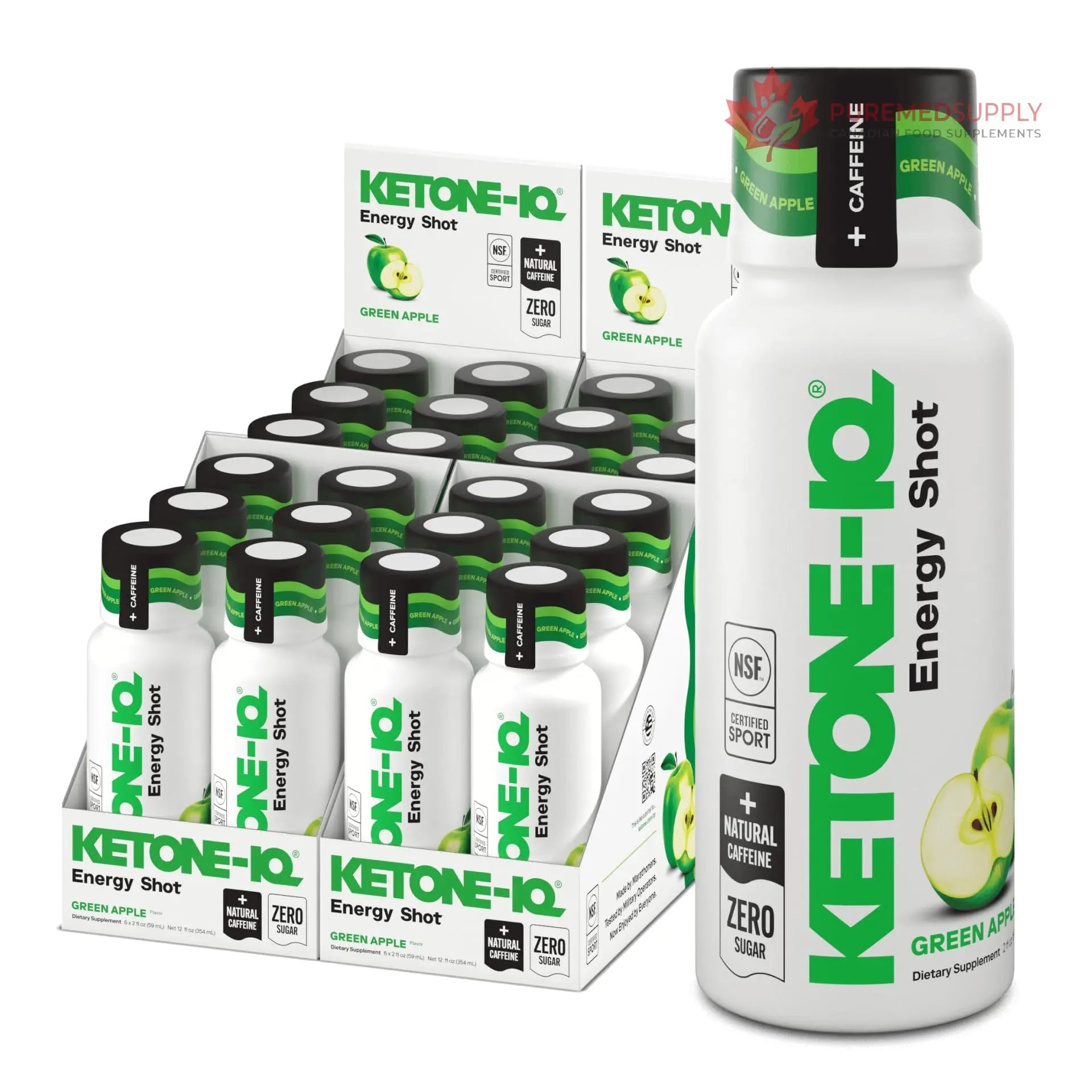 Ketone-IQ Ketone Energy Shots - 100mg Green Tea Caffeine, 5g Exogenous Ketones, and B Vitamins - 24 On The Go Caffeine Shots - Fast Acting Energy Drink (Green Apple) Ketone-IQ buy supplements canada