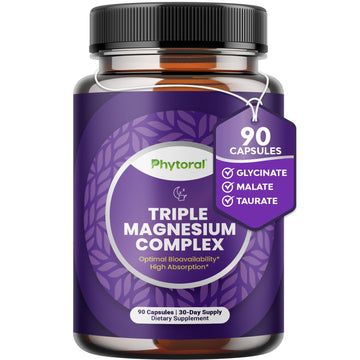 Highly Potent Magnesium Complex Capsules - Triple Magnesium Blend with Taurate Glycinate and Malate - 400mg Supplement Supports Relaxation & Overall Wellness Non-GMO Vegan - 90 Count Phytoral buy supplements canada