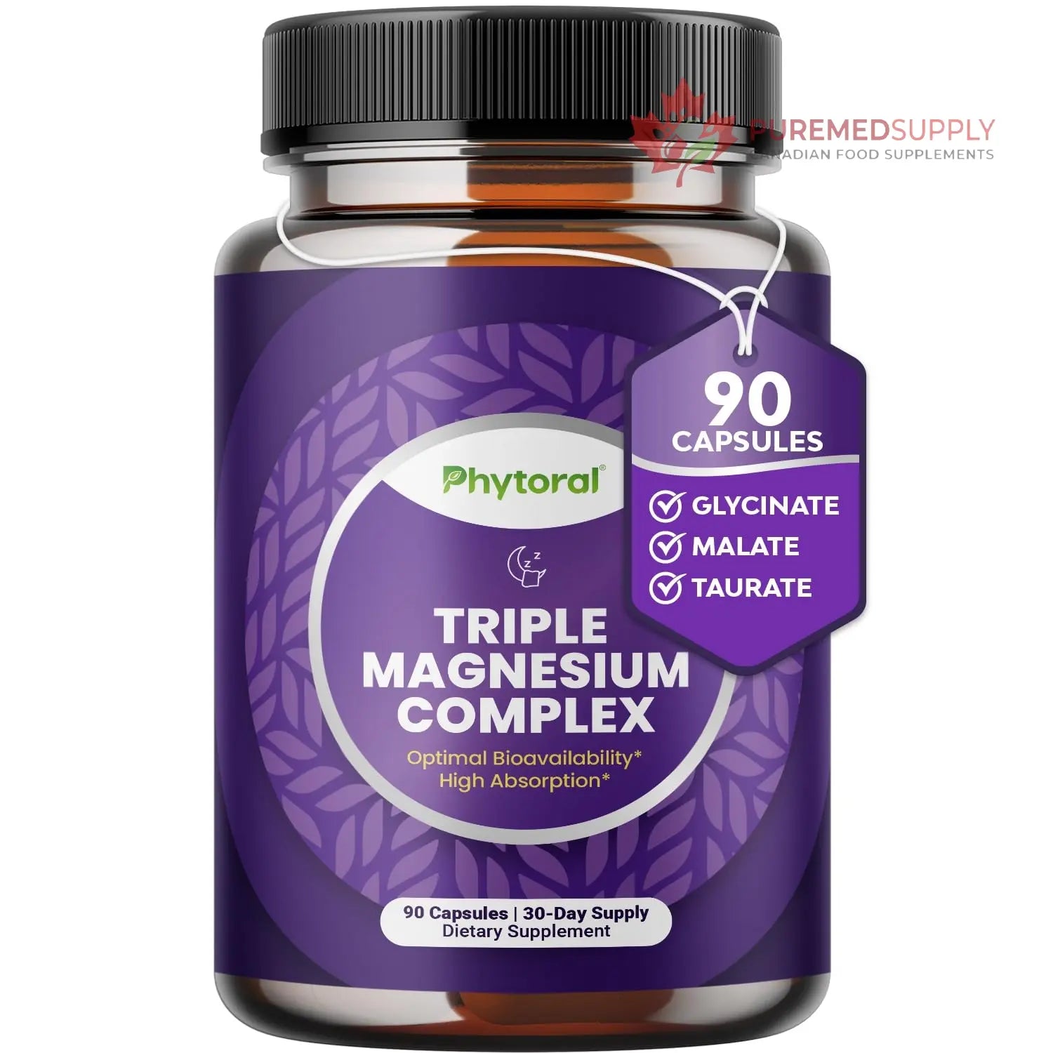 Highly Potent Magnesium Complex Capsules - Triple Magnesium Blend with Taurate Glycinate and Malate - 400mg Supplement Supports Relaxation & Overall Wellness Non-GMO Vegan - 90 Count Phytoral buy supplements canada