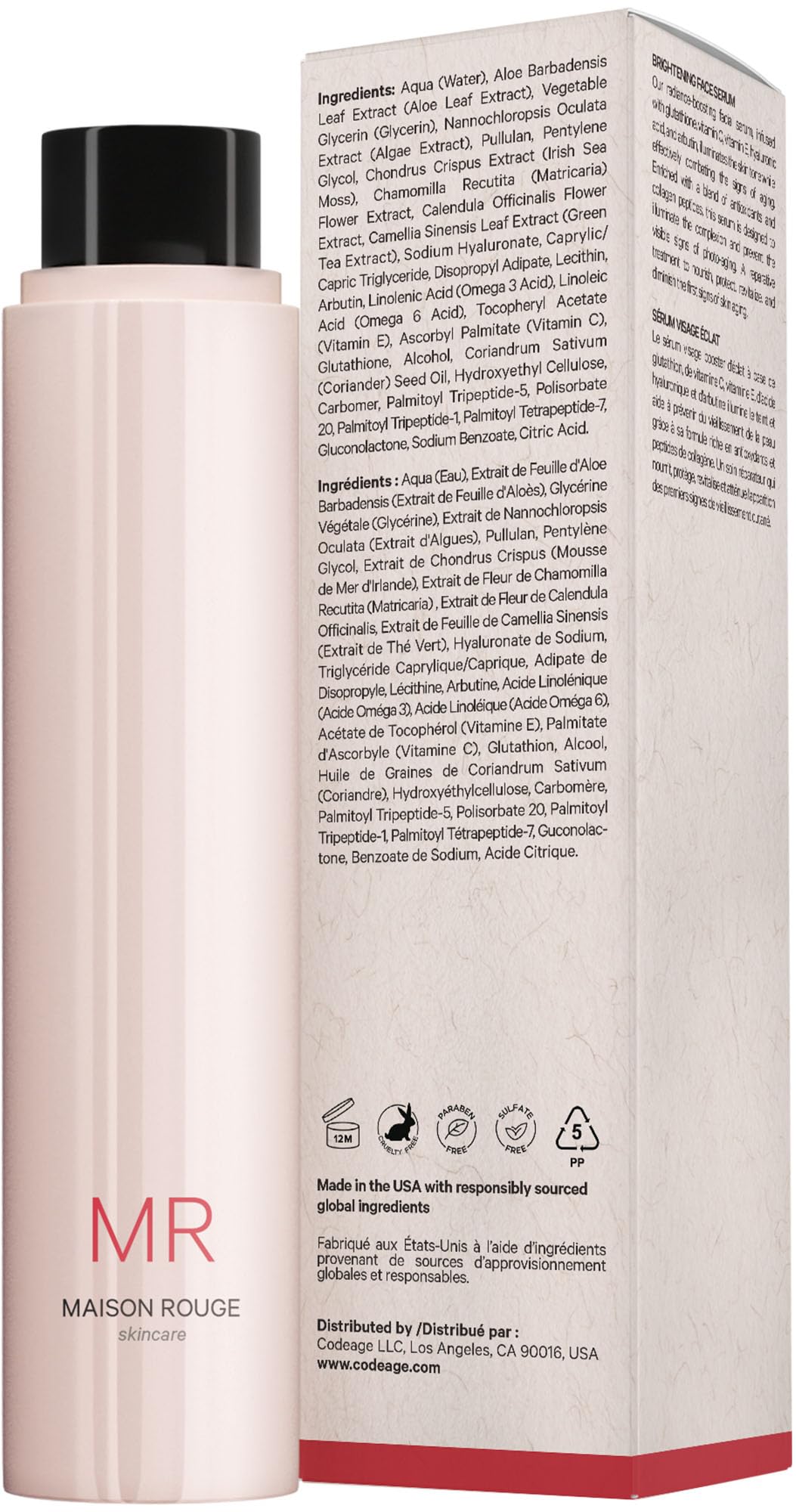 Maison Rouge Brightening Face Serum Refill by Codeage – Glutathione, Vitamin C, E, Hyaluronic Acid & Collagen – Radiance & Antioxidant Support – Paraben-Free – For All Skin Types – 1.7 fl oz Codeage buy supplements canada