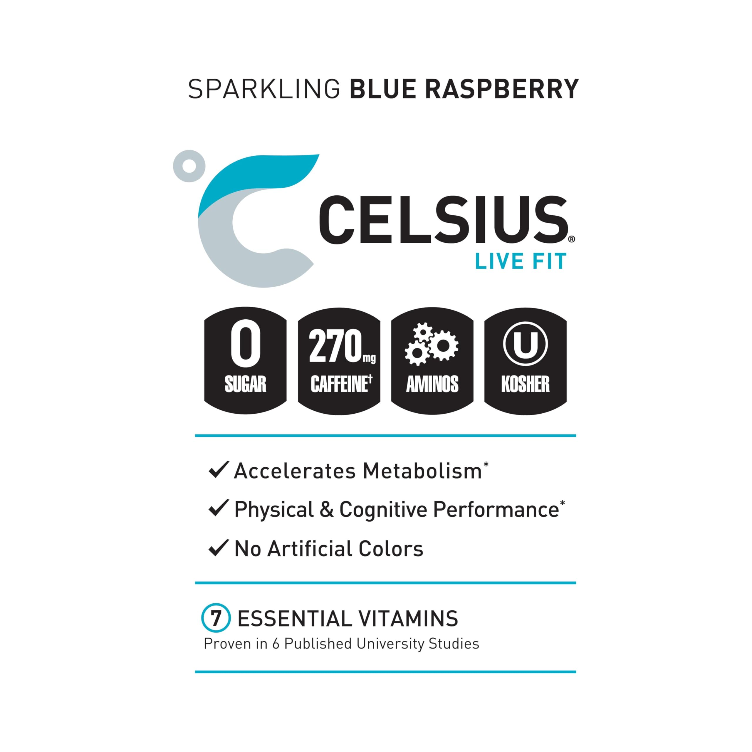 CELSIUS ESSENTIALS, Sparkling Blue Crush, Performance Energy Drink 16 Fl Oz (Pack of 12) CELSIUS buy supplements canada