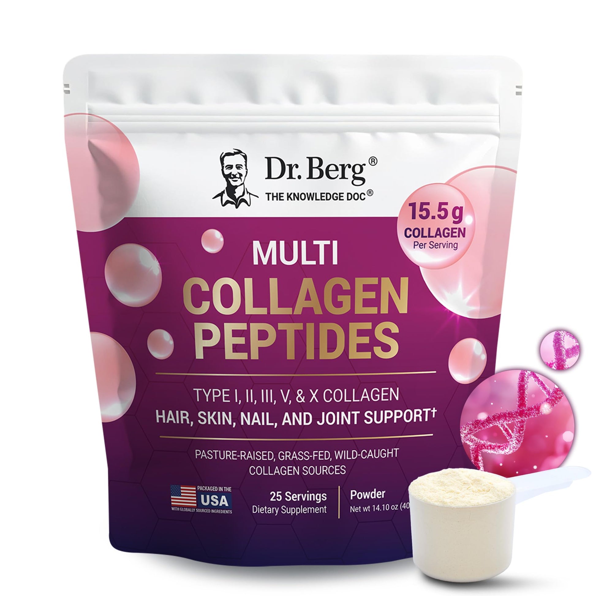 Dr. Berg Multi Collagen Peptides Powder Types I, II, III, V, X - Unflavored Collagen Powder w/ 14 g of Protein - Grass-Fed Dr. Berg Nutritionals buy supplements canada