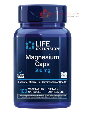 Life Extension Magnesium Caps, 500 mg, Magnesium Oxide, Citrate, and Succinate, Heart Health, Healthy Bones, Metabolism Support, 100 Vegetarian Capsules Life Extension buy supplements canada