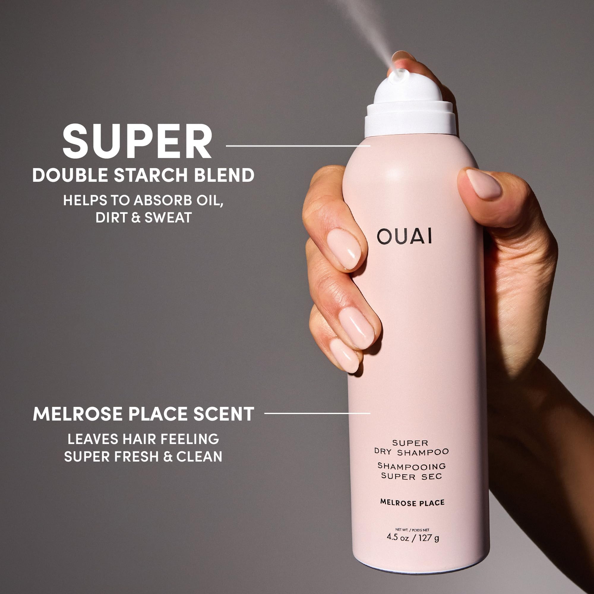 OUAI Super Travel Size Dry Shampoo - Volumizing Dry Shampoo - Absorbs Oil, Dirt & Sweat - Blends Seamlessly into Hair with Zero Residue & Enriched with a Long-Lasting Scent - Melrose Place (2 oz) OUAI buy supplements canada