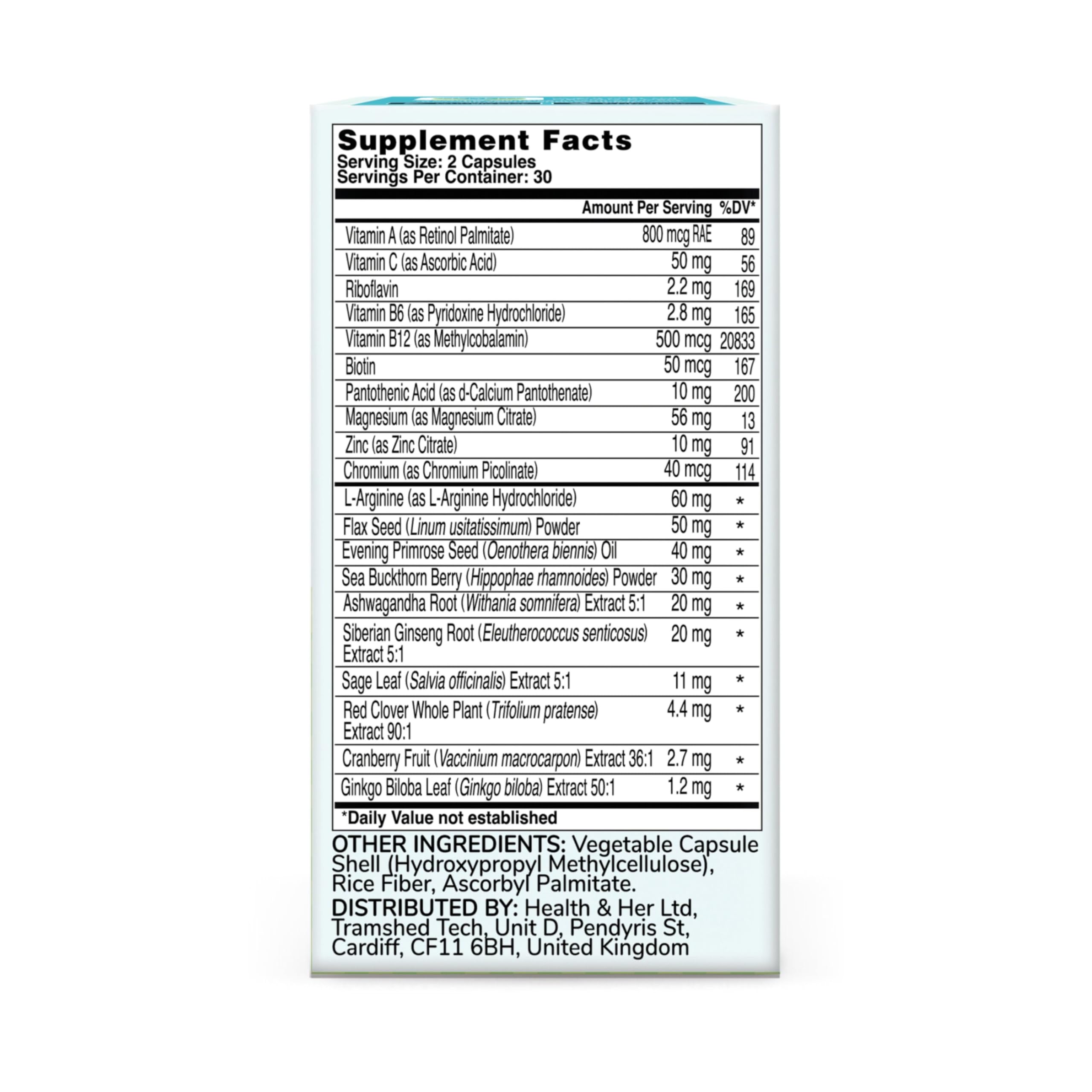 Health & Her Menopause Supplements for Women - Multi-Nutrient Support, Menopause Vitamins for Energy, Bones, Muscles, Skin & Hair, Vegan, Gluten-Free, Non GMO (60ct - 1 Month) Health and Her buy supplements canada