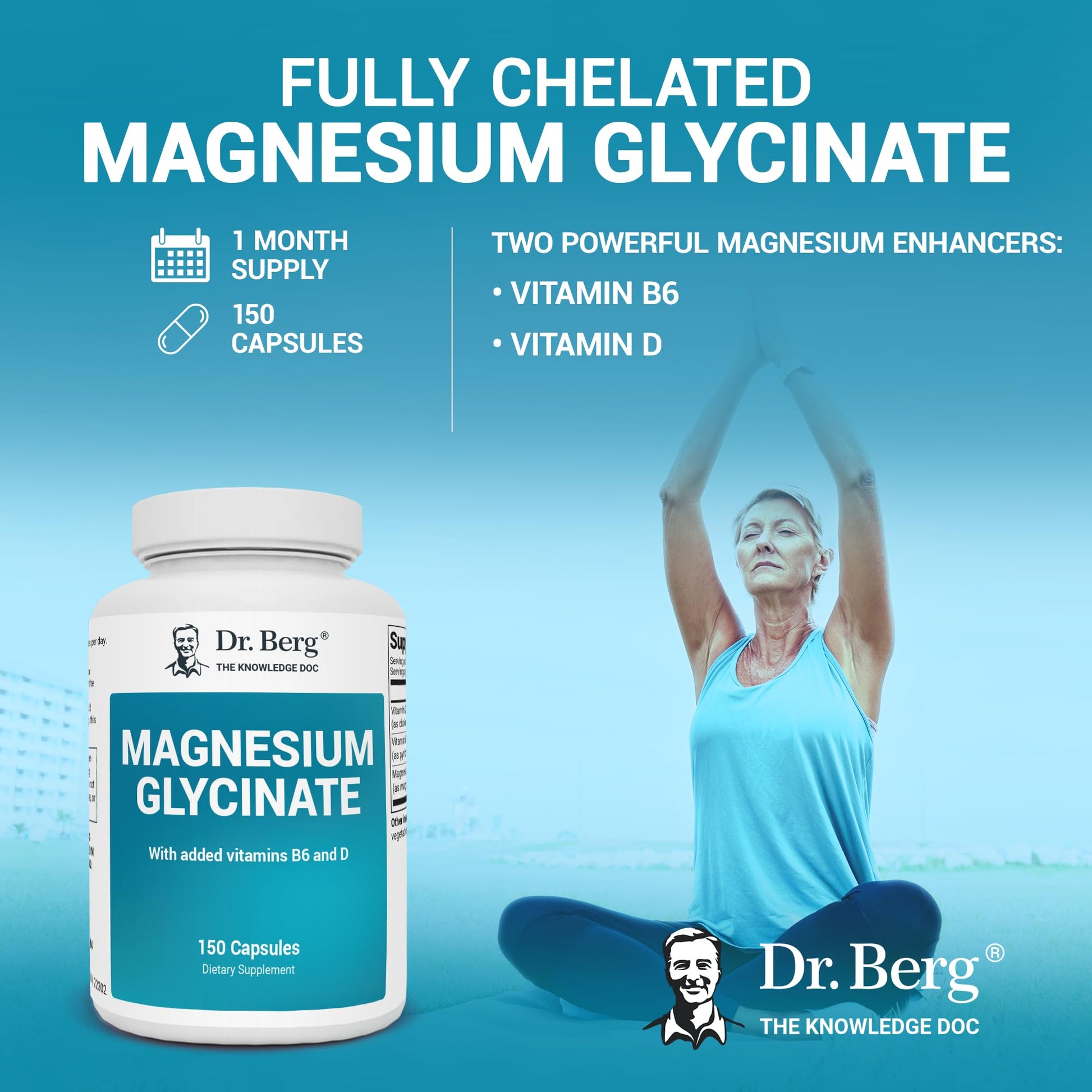 Dr. Berg's Magnesium Glycinate 400mg - Fully Chelated Veg Capsules for Stress Dr. Berg Nutritionals buy supplements canada