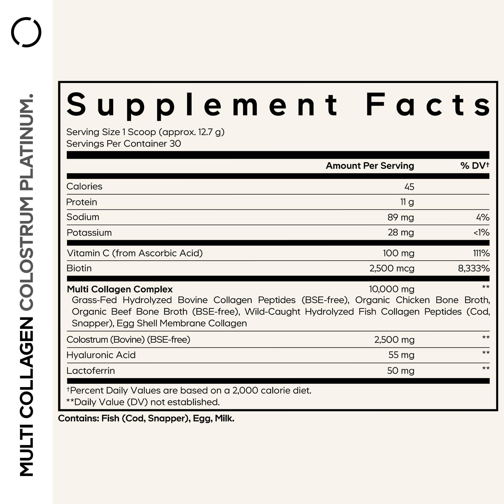 Codeage Multi Collagen Colostrum Powder Platinum - Hydrolyzed Grass-Fed Bovine Collagen Peptides, Grass-Fed Bovine Colostrum Supplement, Vitamin C, Biotin, Hyaluronic Acid, Lactoferrin - 13.4 Oz. Codeage buy supplements canada