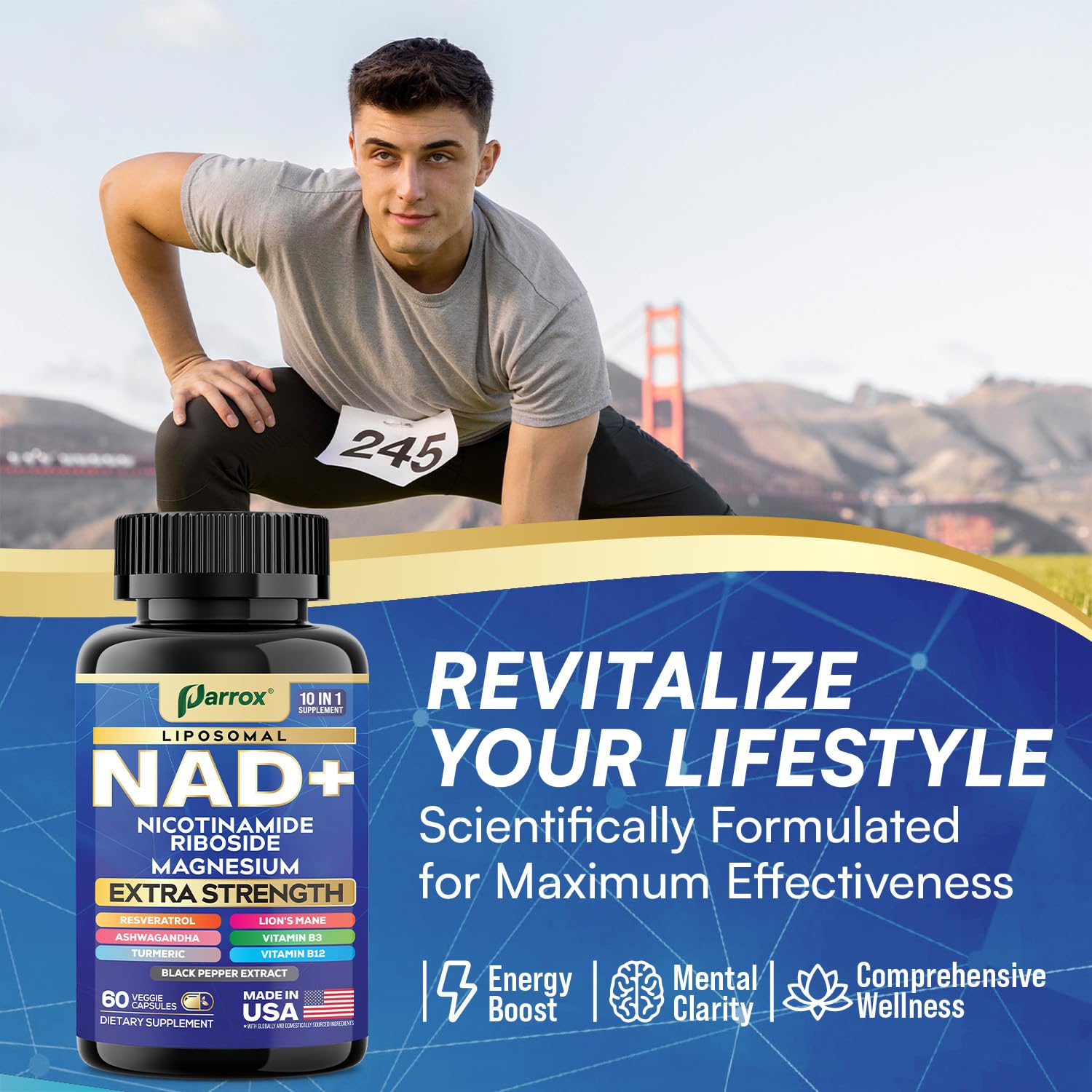 Parrox NAD+ Supplement with Liposomal NAD+, Nicotinamide Riboside, Magnesium, Vitamin B3 & B12, Resveratrol, Turmeric, Ashwagandha, Lion’s Mane,10-in-1 Extra Strength (2 Pack) Parrox buy supplements canada