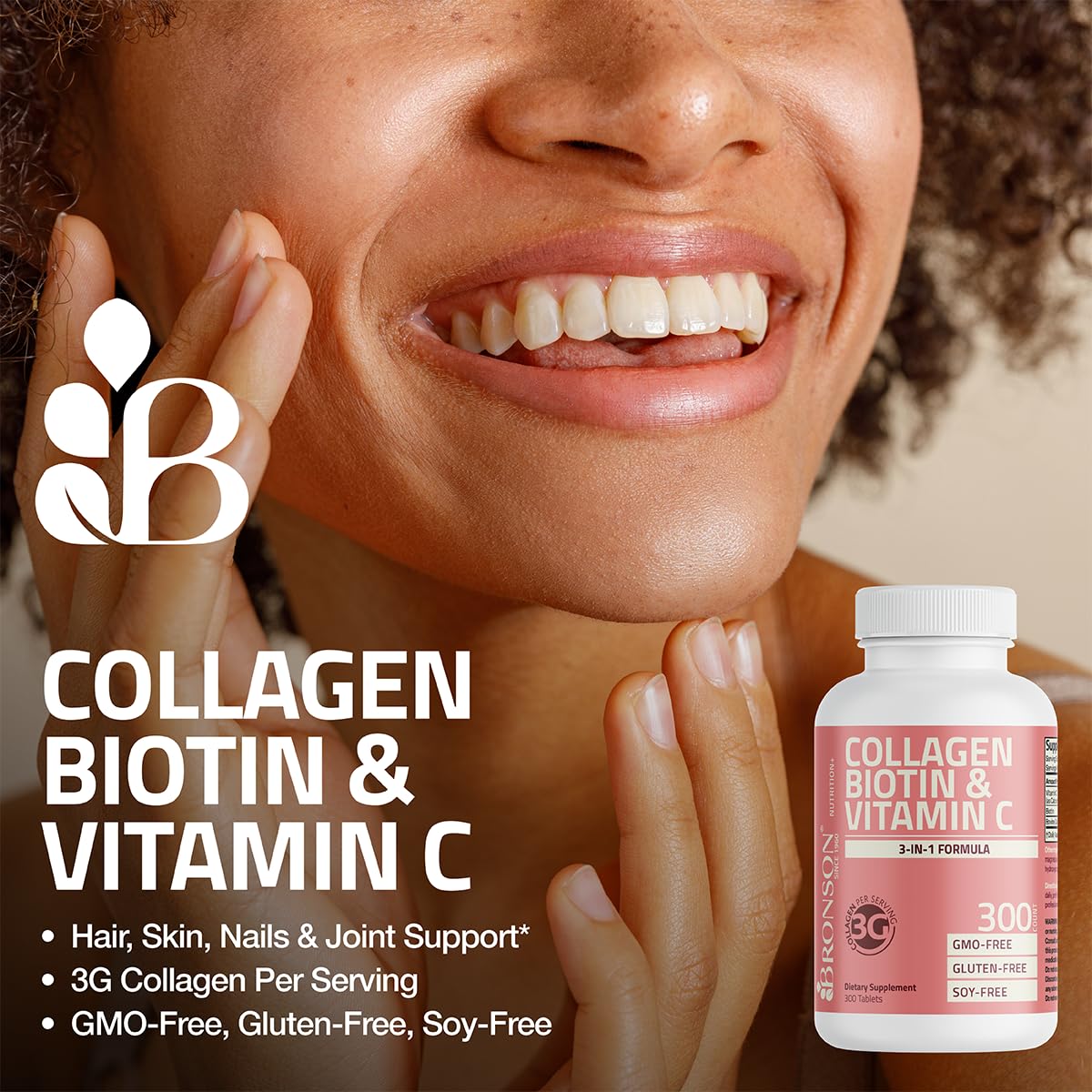 Bronson Collagen Peptides 3000mg (per Serving) with Biotin & Vitamin C - for Hair, Skin & Nails Support, Non-GMO, 90 Tablets Bronson buy supplements canada