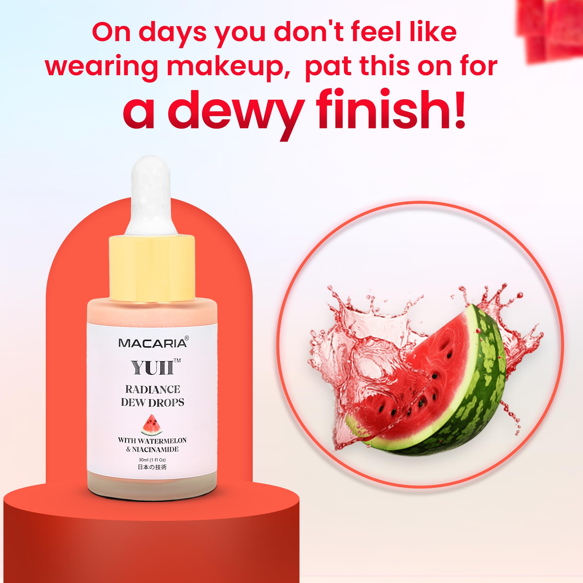 Yuii Niacinamide Serum Dew Drops - Face Moisturizer with Watermelon Fruit Extract - Glow Drops for Skincare and Makeup - Hydrating Formula for Radiant Skin - Pink Finish for Women & Girls MACARIA buy supplements canada