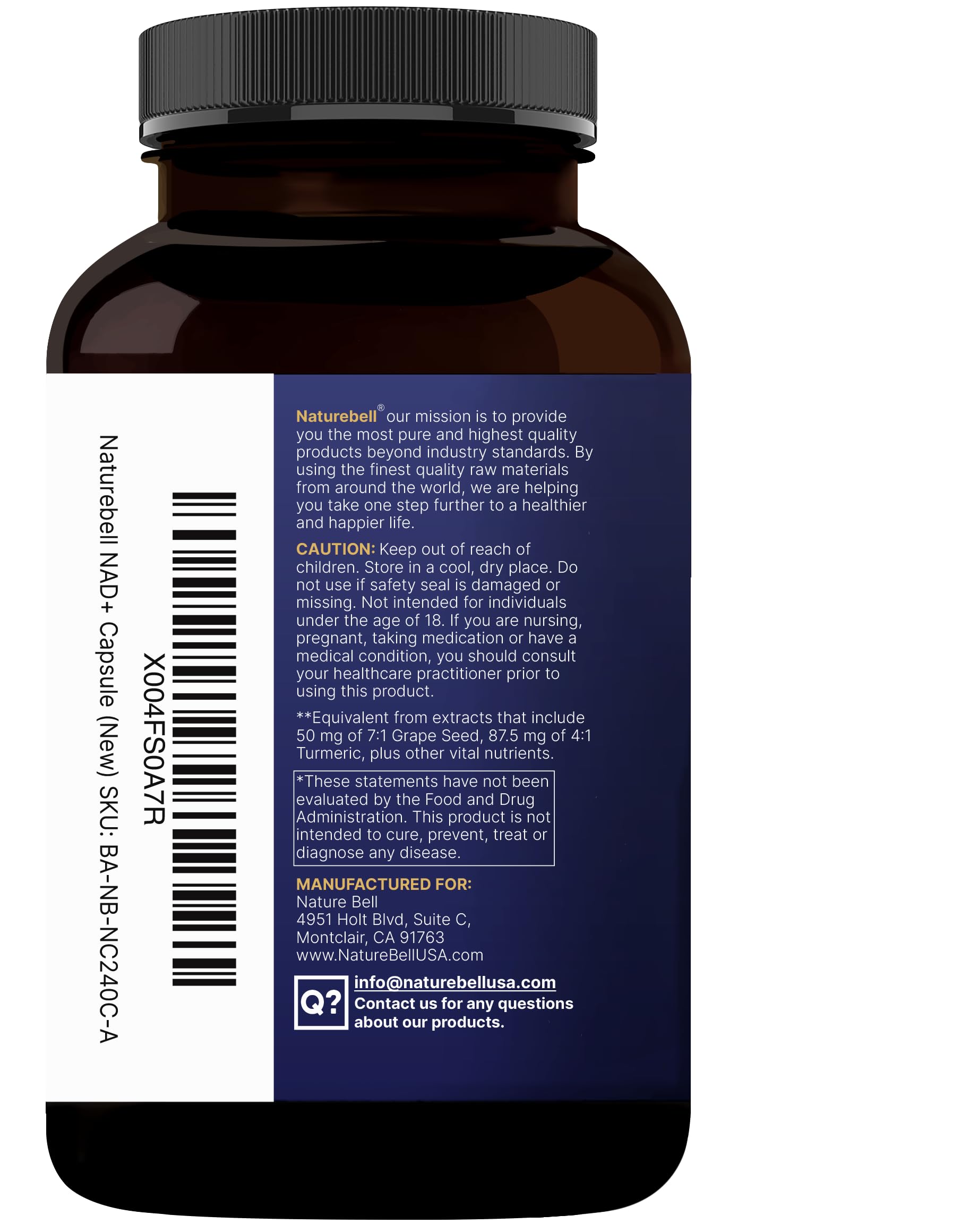 NatureBell NAD+ Complex 1,500mg Per Serving, 240 Veggie Capsules | NMN Supplement Alternative | NAD Plus Resveratrol, Hyaluronic Acid, Quercetin, Fisetin, Collagen, & More – Non-GMO NatureBell buy supplements canada