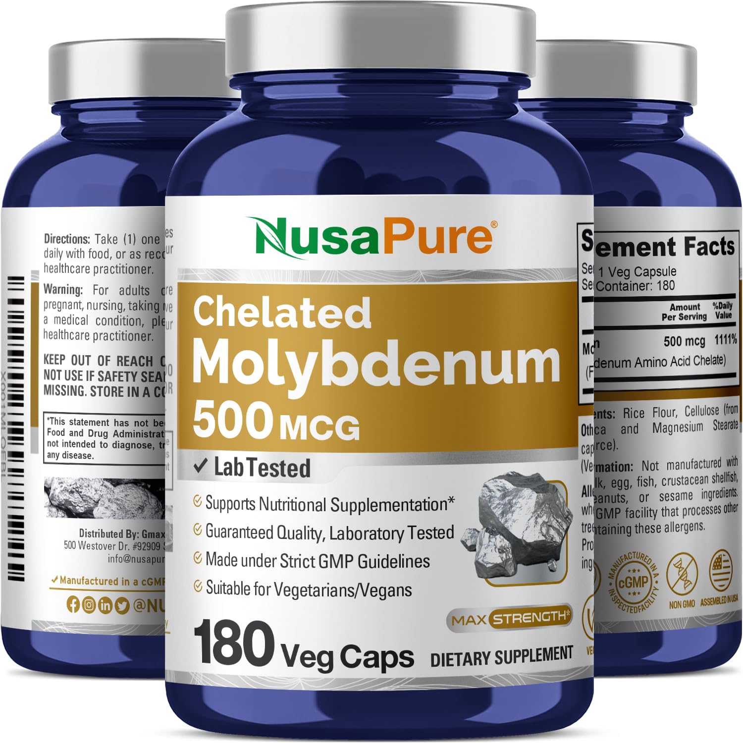 NusaPure Chelated Molybdenum 500 mcg 180 Vegetarian Caps (Vegan, Non-GMO) NusaPure buy supplements canada