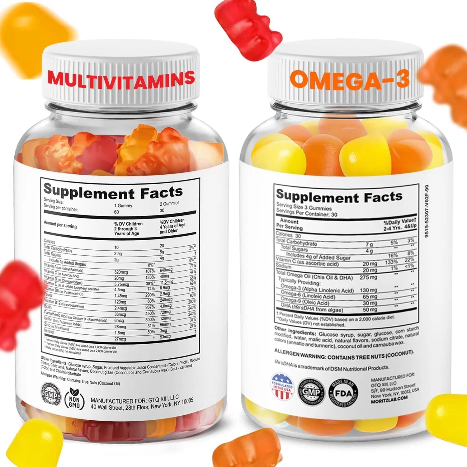 DR. MORITZ Omega 3 Gummies (90 Count) and Kids Multivitamin Gummies Bundle (60 Count) - for Daily Health Support - Vegan DHA Omega 3 for Kids DR. MORITZ buy supplements canada