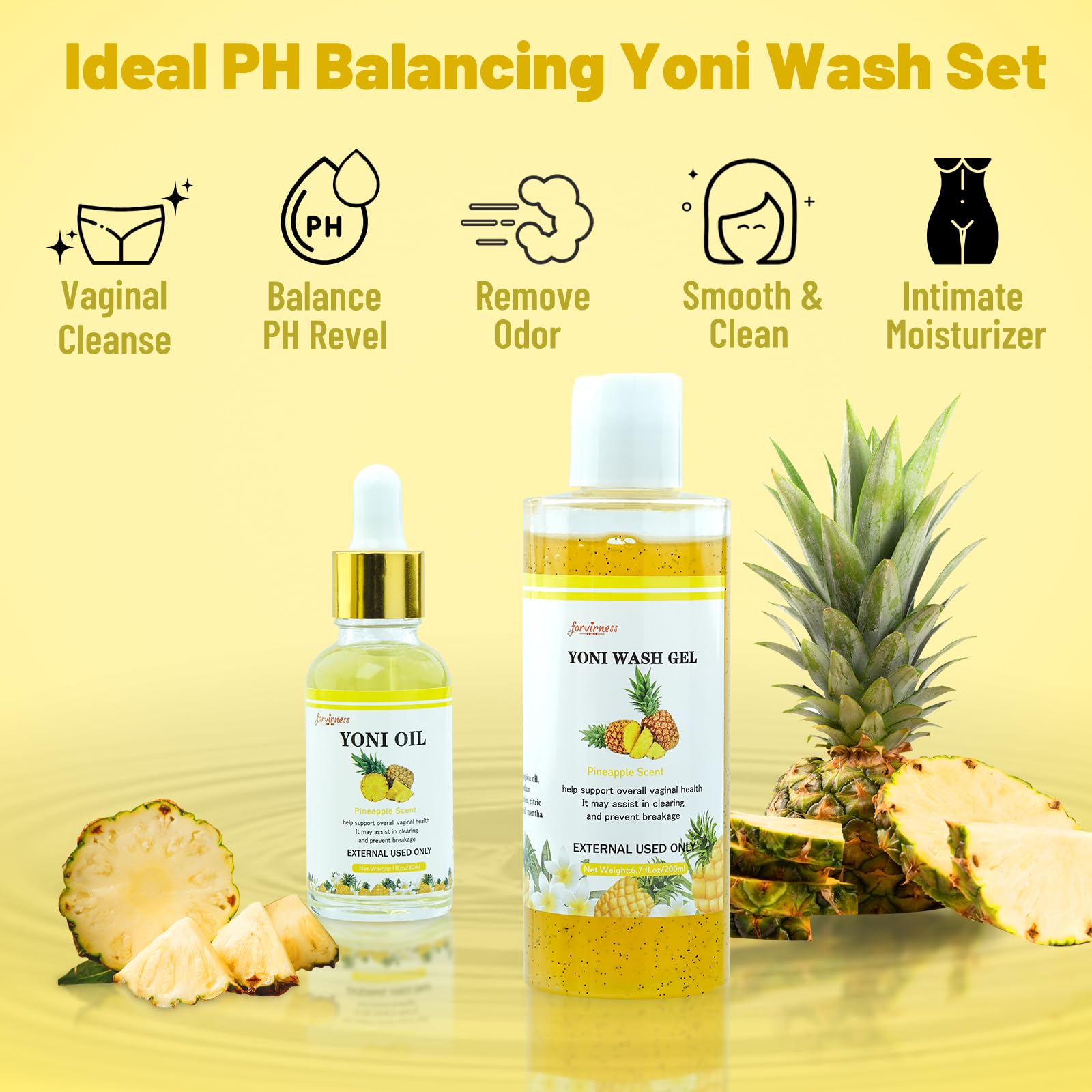 forvirness Natural Yoni Wash Yoni Oil Set, Cleanse - Remove Odor - ph Balance Feminine Wash forvirness buy supplements canada
