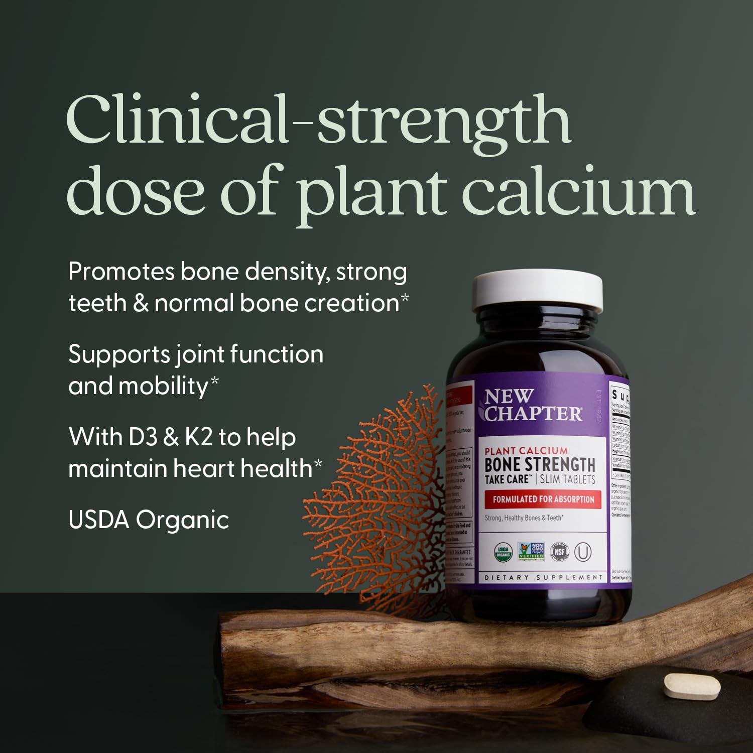 New Chapter Calcium Supplement - Bone Strength Plant-Based USDA Organic Calcium with Magnesium, Vitamin D3+K2, for Bone Health & Joint Mobility, Heart Support New Chapter buy supplements canada