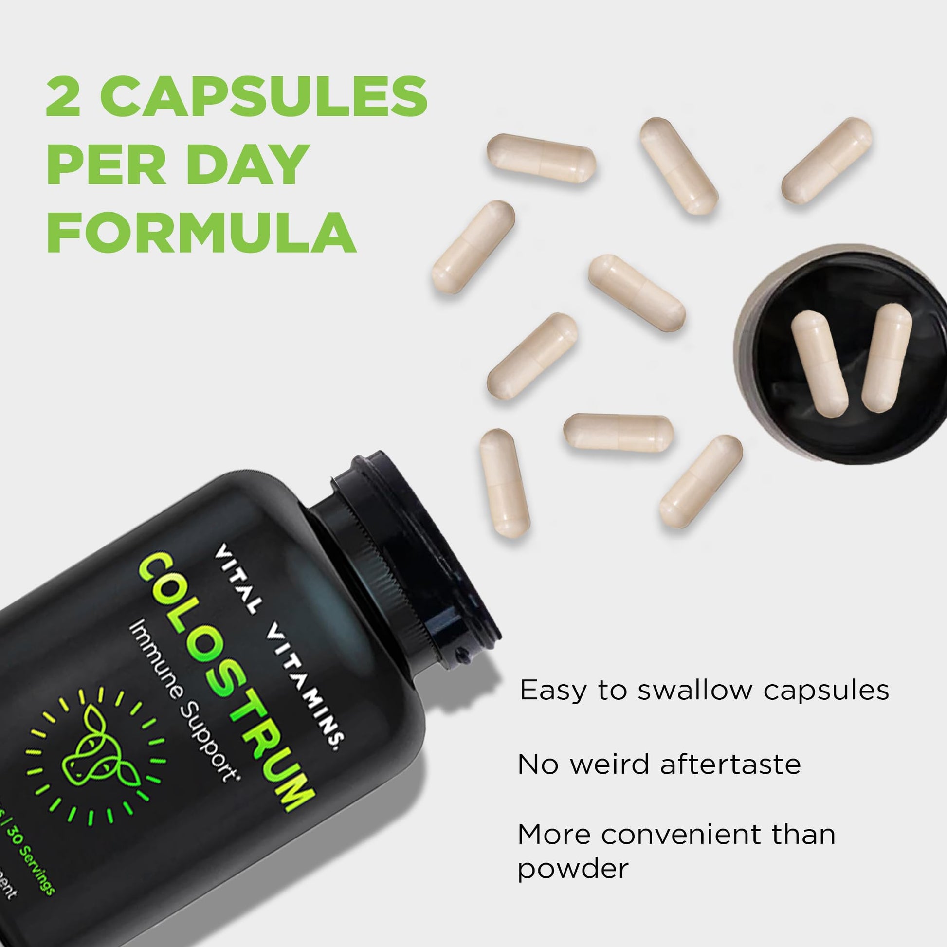 Vital Vitamins Colostrum Supplement - Vitamin C, Zinc, & Selenium - from First Milking - Standardized to Contain 10% IgG Immunoglobulins - Grass-Fed American Cows - 60 Capsules Vital Vitamins buy supplements canada