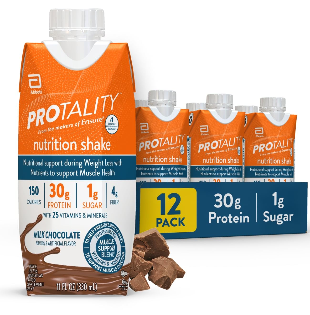 PROTALITY Milk Chocolate Nutrition Shake | 30g Protein, 1g Sugar | Nutrition Support During Protality buy supplements canada