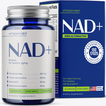 NAD+ Supplement with Nicotinamide Riboside, Trans Resveratrol & Quercetin – NAD Plus Complex for Energy, Brain & Mitochondrial Support – Antioxidant and Longevity Formula for Women & Men – 60 capsules WHISPERWOOD buy supplements canada
