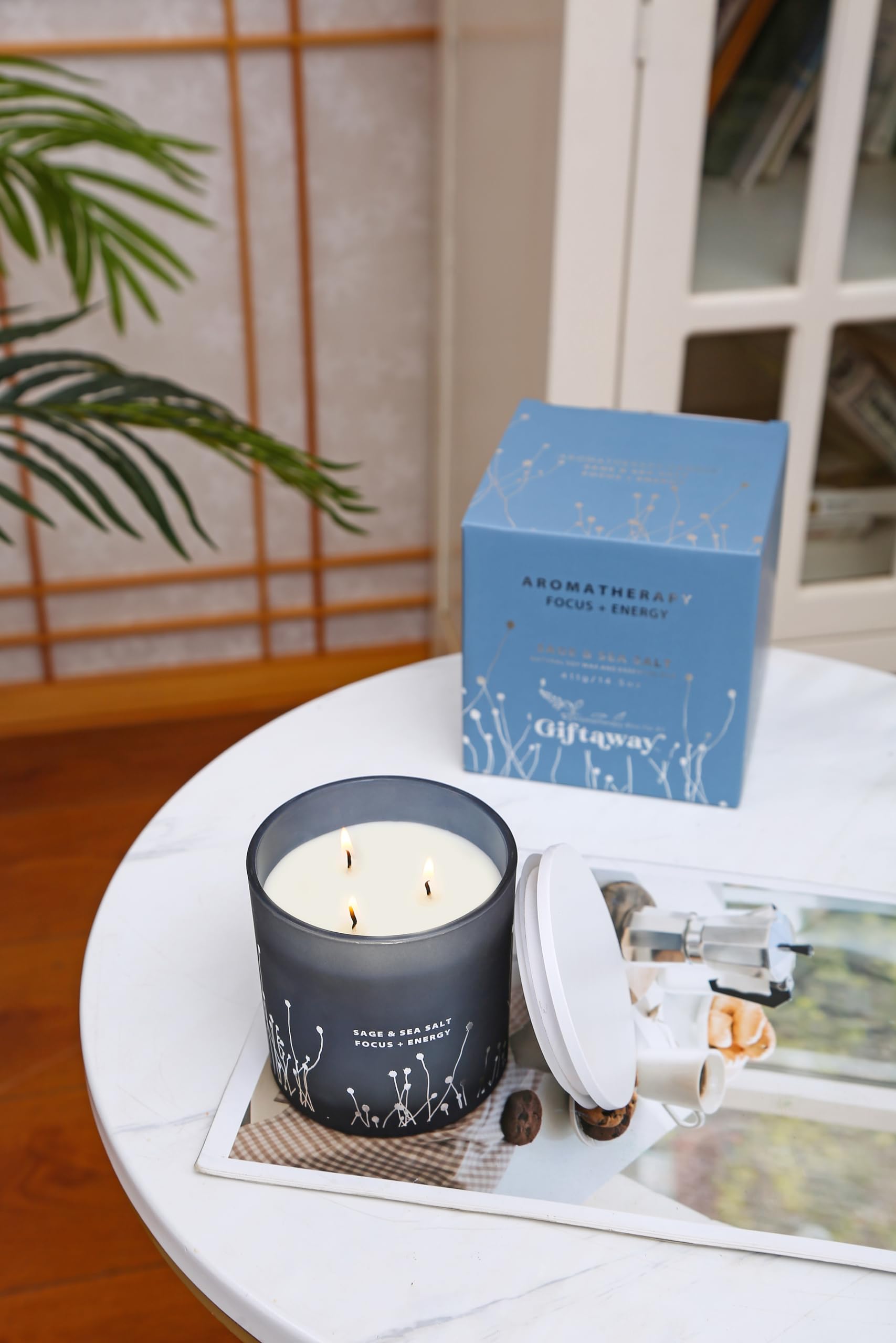 White Sage Sea Salt 3 Wick Candle 14.5 oz | Sage Candles for Cleansing House | Large Soy Candles GIFTAWAY buy supplements canada