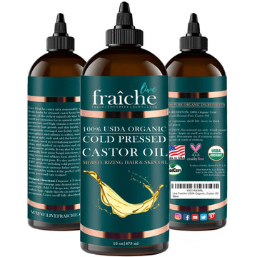 Live Fraiche USDA Organic Cold Pressed Castor Oil (16oz), 100% Pure, Hexane-Free Castor Oil Live Fraiche buy supplements canada