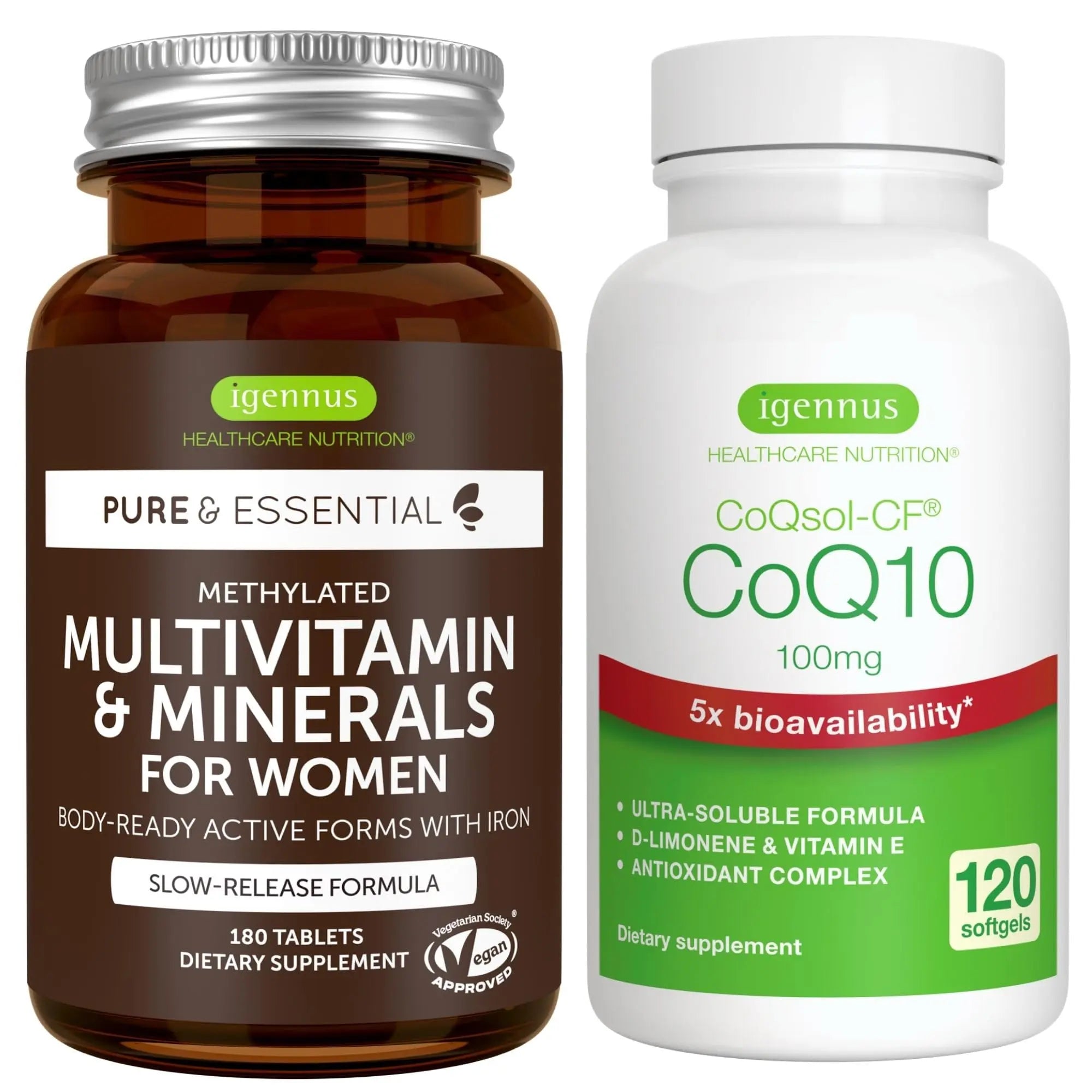 Multivitamin & Minerals for Women + High Absorption CoQ10 100mg 120 Softgels Energy Bundle, Sustained Release Advanced Multivitamin Igennus Healthcare Nutrition buy supplements canada