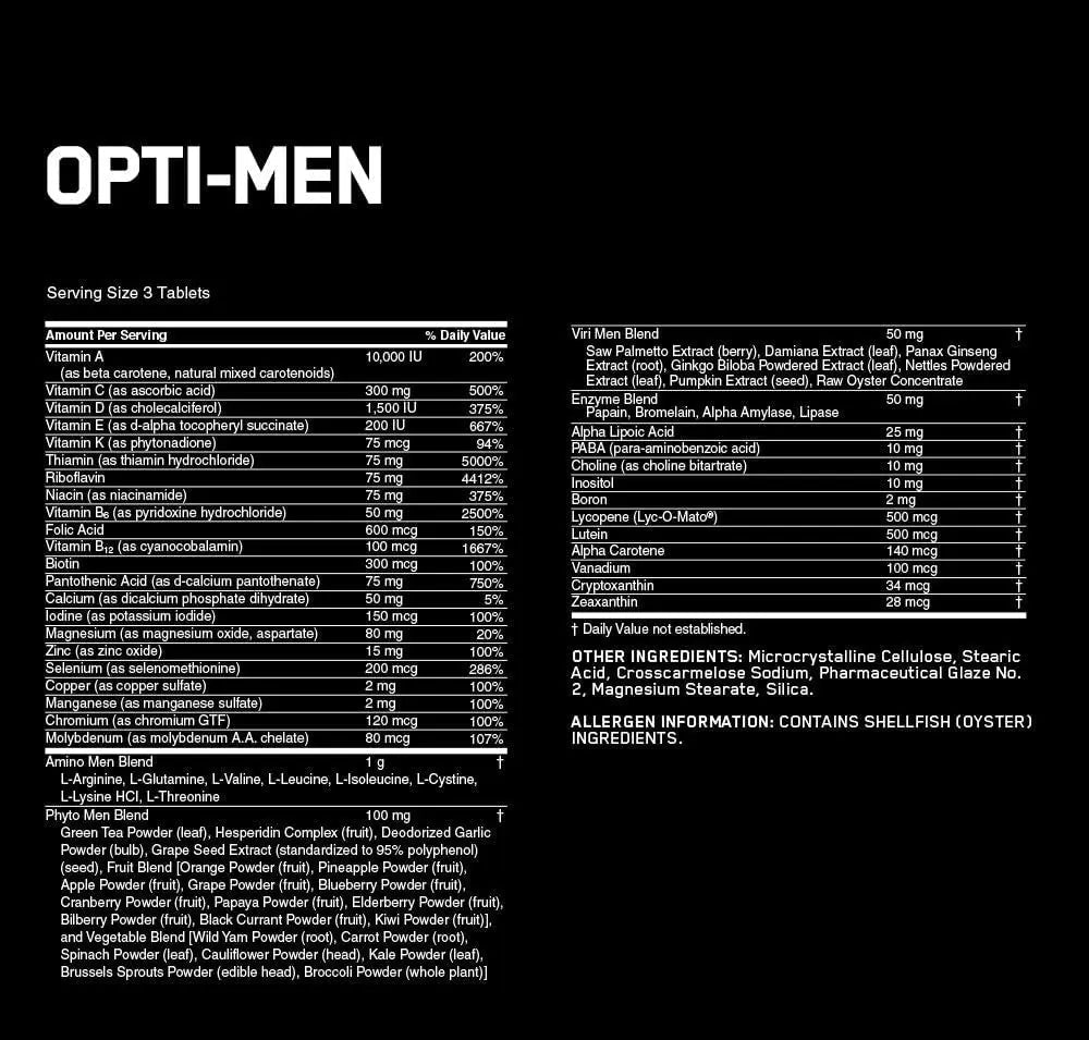 Optimum Nutrition Opti-Men Daily Multivitamin Supplement, 90 Count Optimum Nutrition buy supplements canada