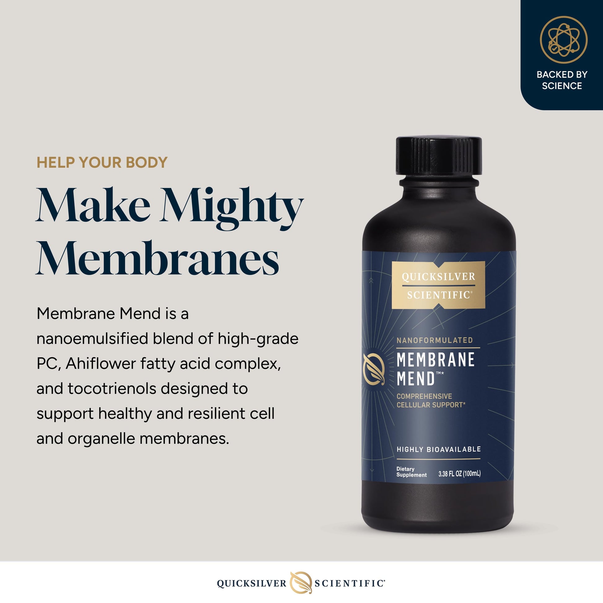 Quicksilver Scientific Membrane Mend - Brain, Cellular & Healthy Aging Support with Phosphatidyl Choline (PC), Vitamin E Tocotrienols, Ahiflower Oil & Astaxanthin Supplements (3.38oz / 100ml) Quicksilver Scientific buy supplements canada