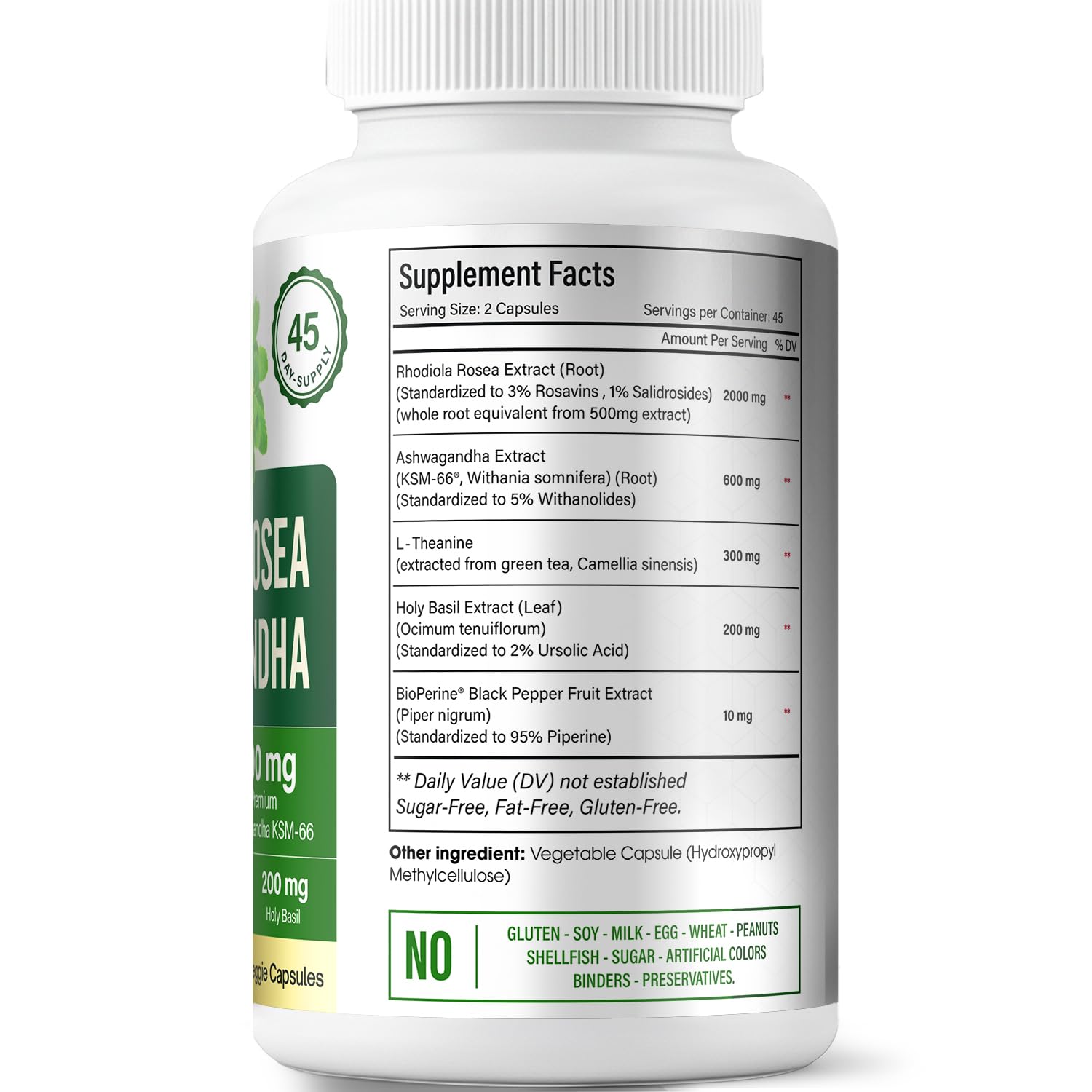 FloraBliss Rhodiola Rosea with Ashwagandha KSM-66, L-Theanine, Holy Basil & Black Pepper - 90 High Potency Vegan Capsules - 45-Day Supply FloraBliss buy supplements canada