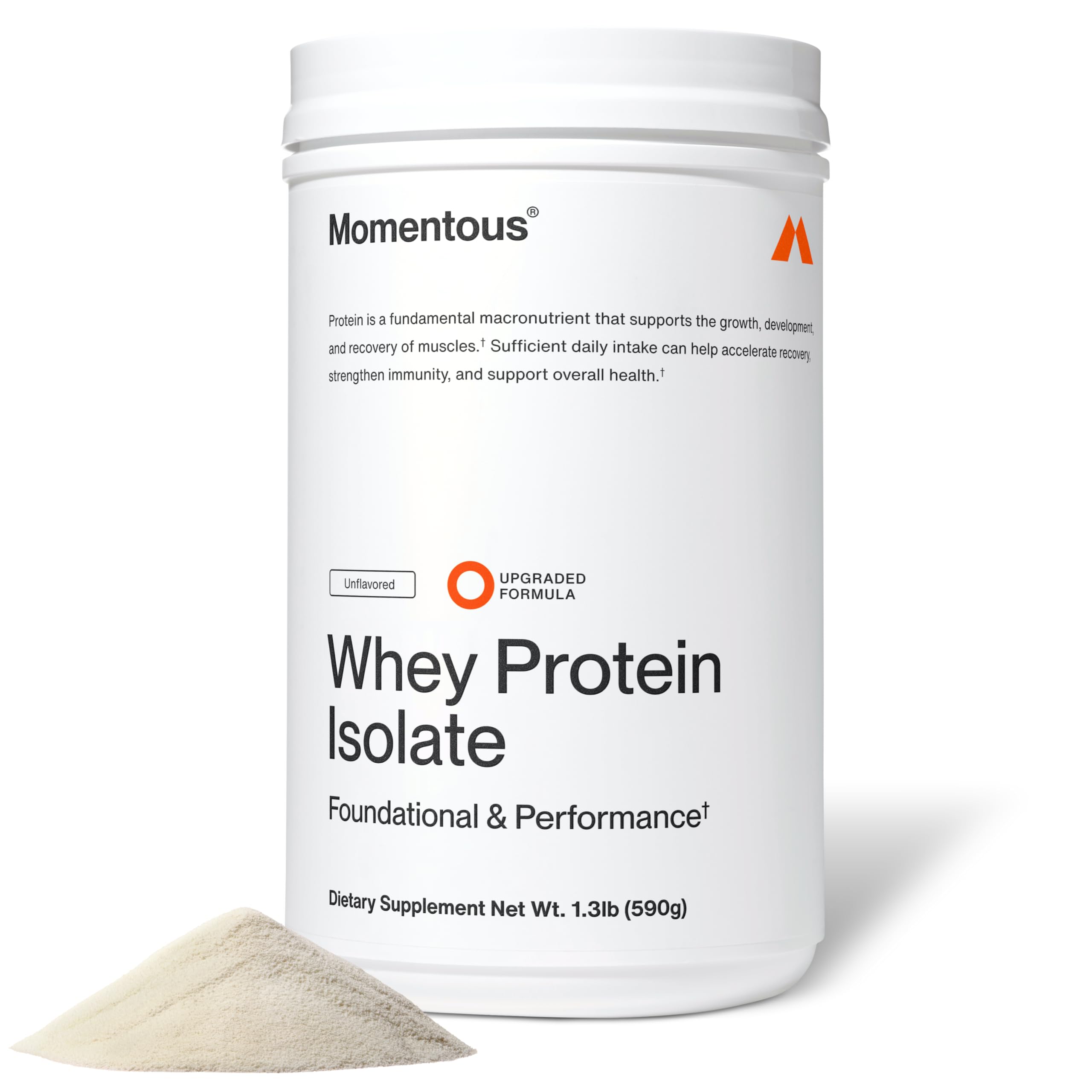 Momentous Essential Grass-Fed Whey Protein Powder - 20 g Whey Isolate Protein - NSF Certified for Sport - Gluten-Free - 25 Servings for Essential Everyday Use - Unflavored - Package May Vary Momentous buy supplements canada