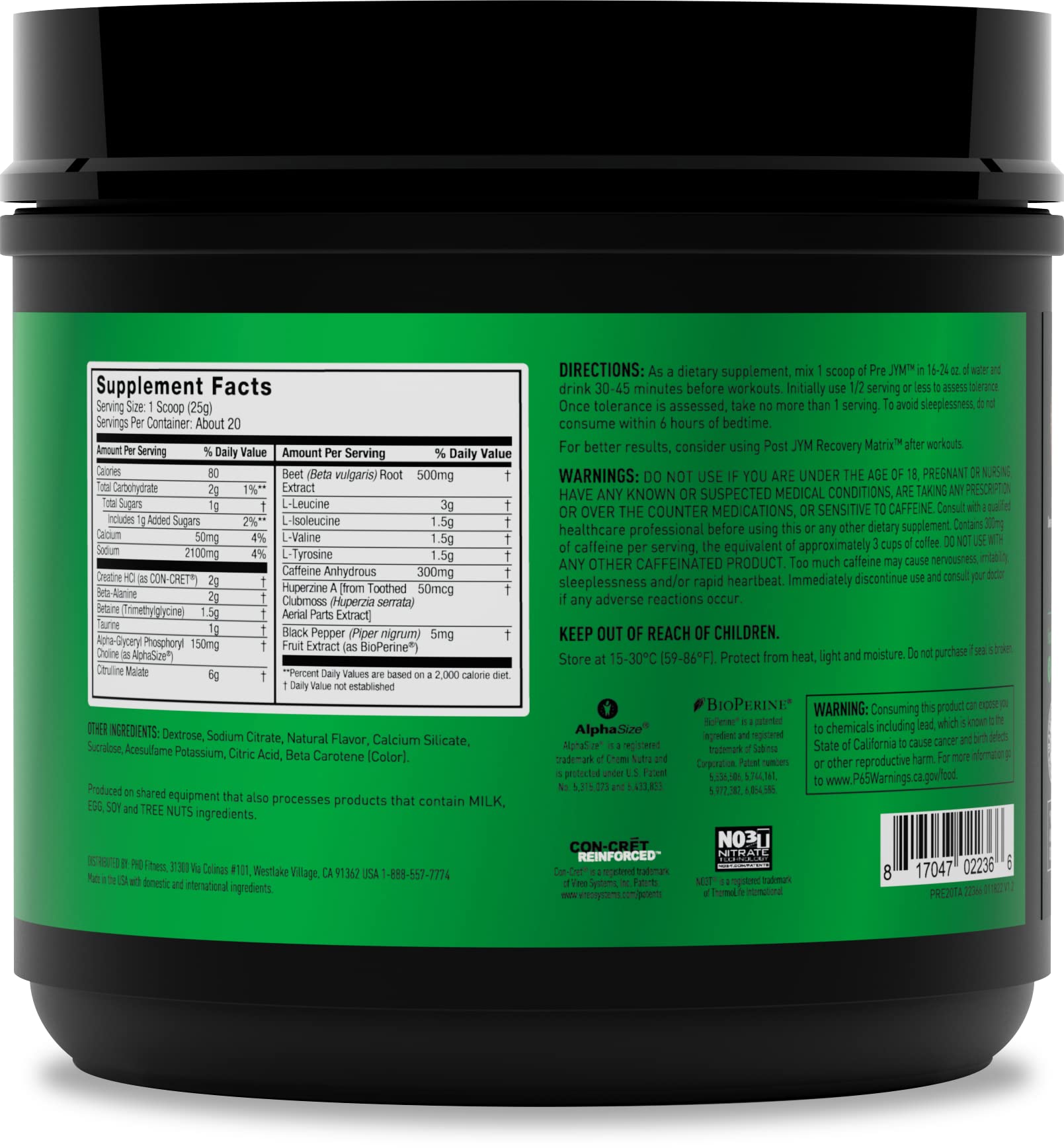 PRE JYM 20 Servings - Tangerine JYM Supplement Science buy supplements canada