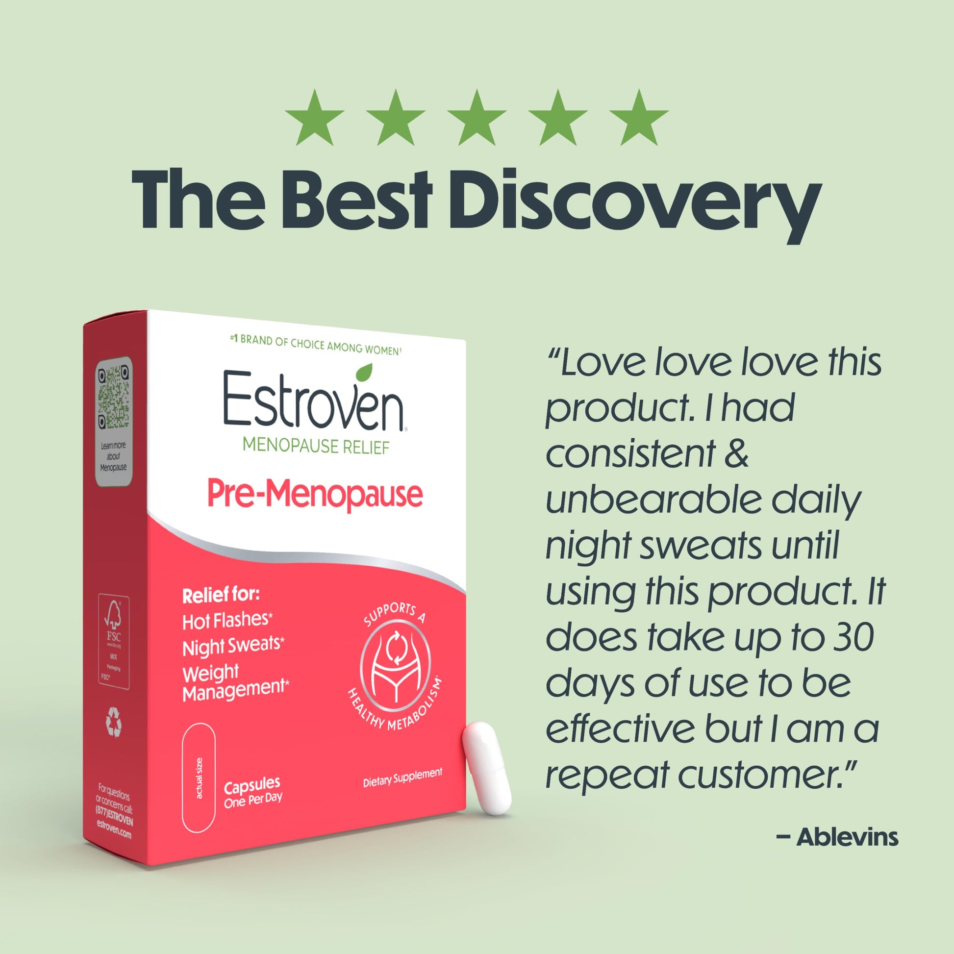 Estroven Pre-Menopause Relief, 30 Ct., Clinically Proven Ingredients, Provides Menopause Relief plus Night Sweats & Hot Flash Relief, Drug-Free or Estrogen Free Estroven buy supplements canada