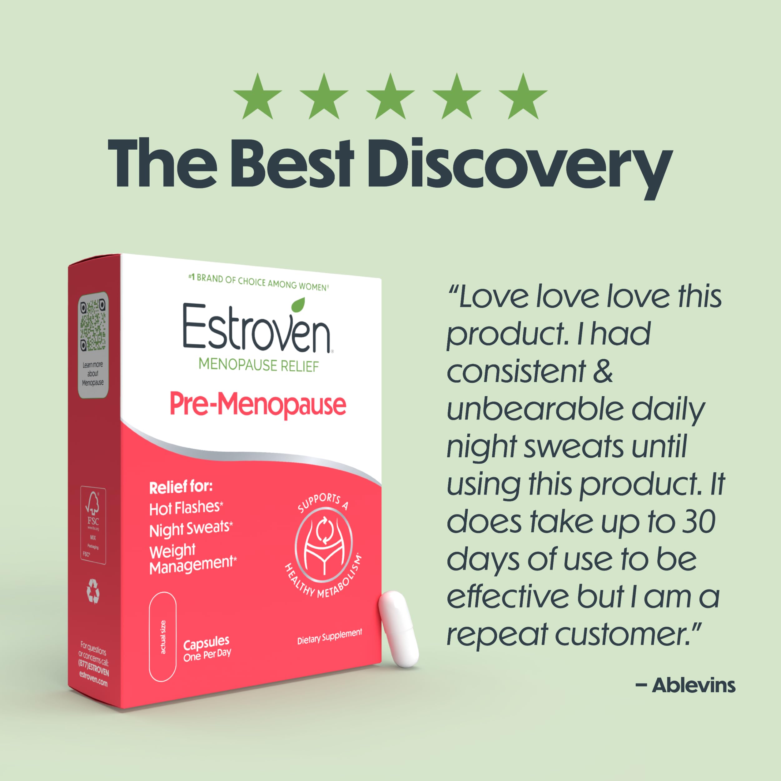 Estroven Pre-Menopause Relief, 30 Ct., Clinically Proven Ingredients, Provides Menopause Relief plus Night Sweats & Hot Flash Relief, Drug-Free or Estrogen Free Estroven buy supplements canada