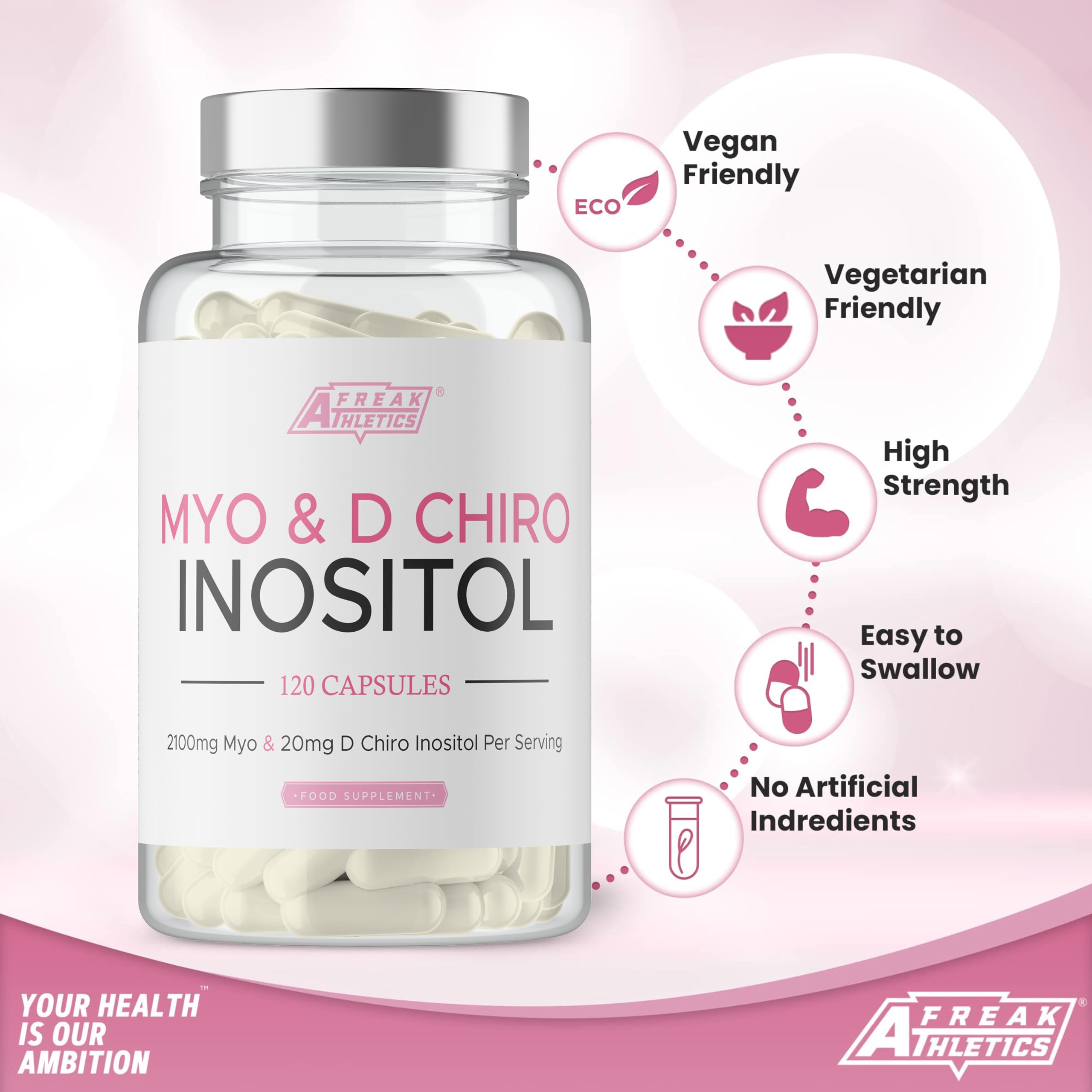 Myo-Inositol & D Chiro Inositol - Supports Women with PCOS -120 Capsules - Promotes Freak Athletics buy supplements canada