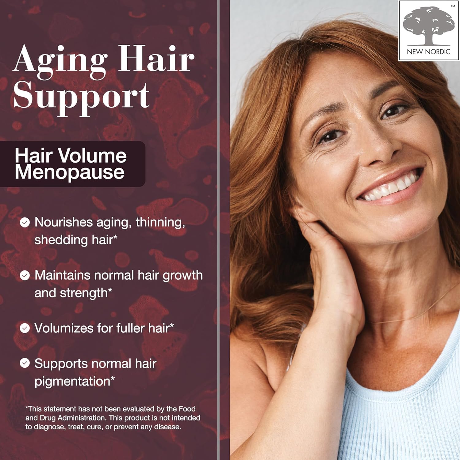 New Nordic Hair Volume Menopause, Supports Healthy Hair Growth During and After Menopause, Pine Bark and Annurca Apple Extract, 30 Tablets NEW NORDIC buy supplements canada